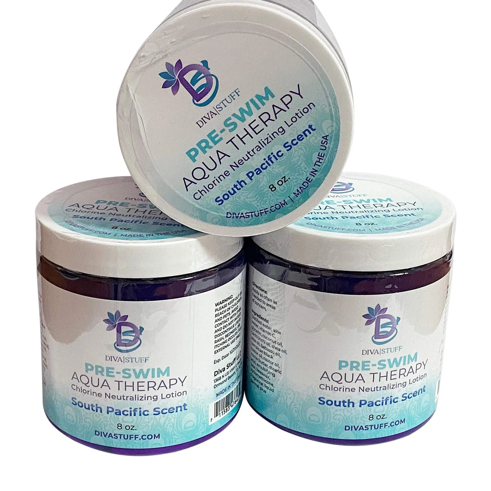 High-End Diva Stuff Pre-Swim Aqua Therapy Chlorine Neutralizing Body Lotion Protects Skin From Chlorine and Salt Water South Pacific 3 Pack Official