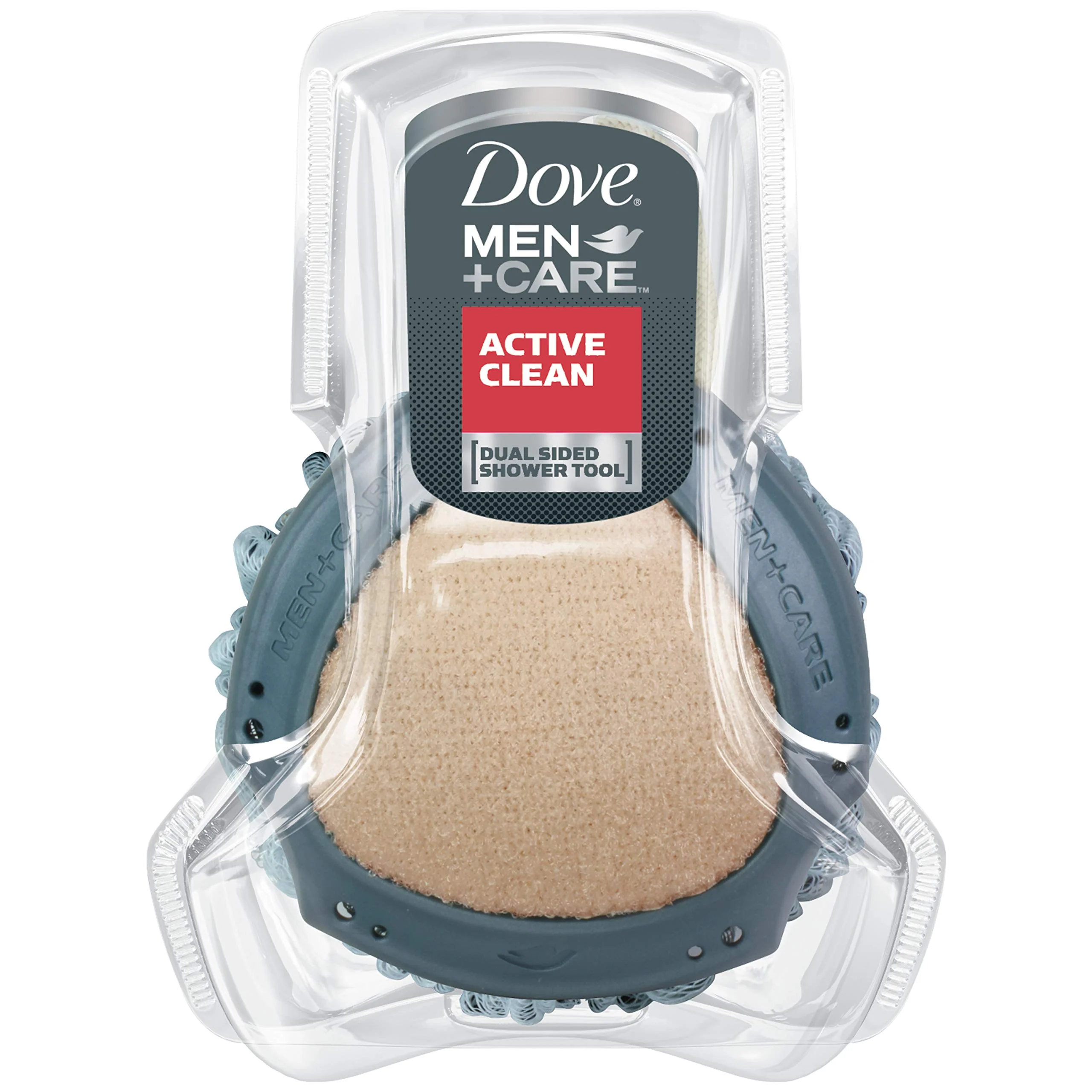 Premium Dove Men Care Active Clean Dual Sided Shower Loofah Hydrate Skin 1ct Flexible
