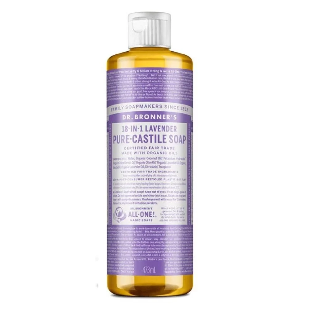 Effective Dr. Bronner's - Pure-Castile Liquid Soap Lavender 16 ounce - Made with Organic Oils 18-in-1 Uses Face Body Hair Laundry Pets Dishes Elegant