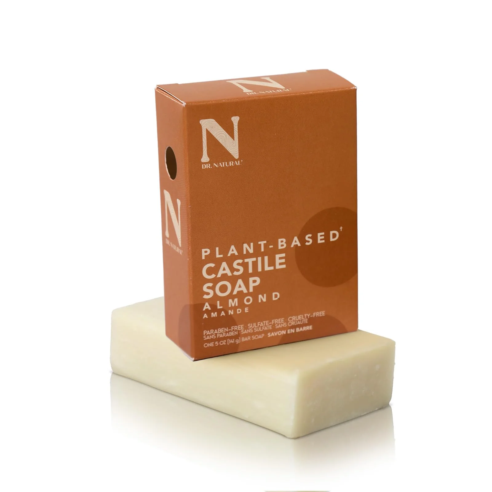 Premium Material Dr. Natural Castile Bar Soap - Multipurpose Soap Bar with Anti-Acne Properties - For Face Body and Hair - Sensitive Skin Body Wash - Almond - 5 oz.. Reusable