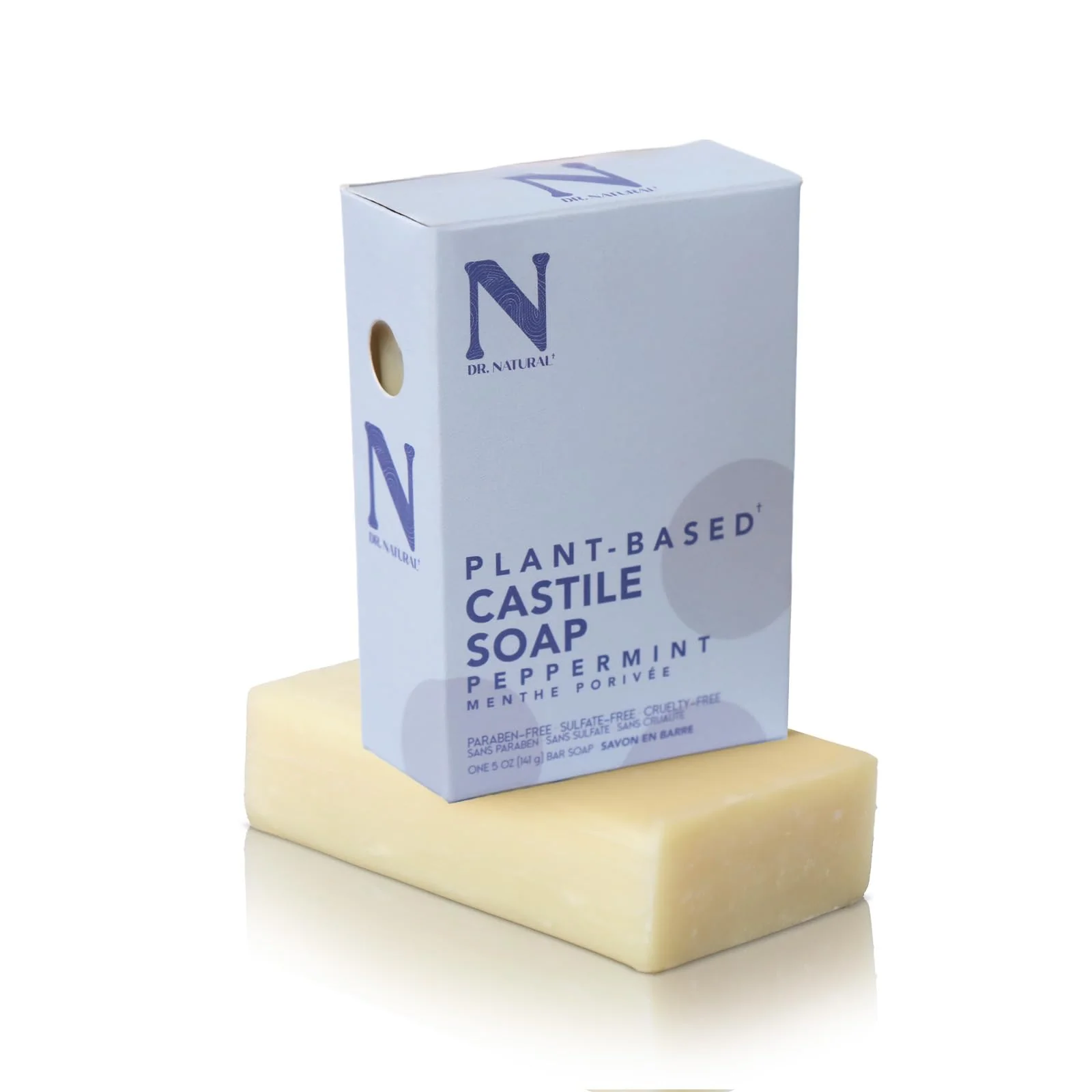 Fashionable Dr. Natural Castile Bar Soap - Multipurpose Soap Bar with Anti-Acne Properties - For Face Body Hair - Sensitive Skin Body Wash - Peppermint - 5 oz.. Practical