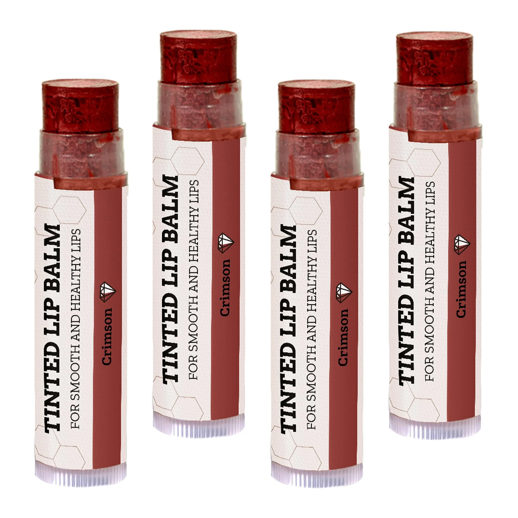 Next-Generation Earth's Daughter Tinted Lip Balm Crimson Color 4-pack Beeswax Coconut Oil Cocoa Butter Vitamin E Moisturize and Beautify - Paraben Powerful