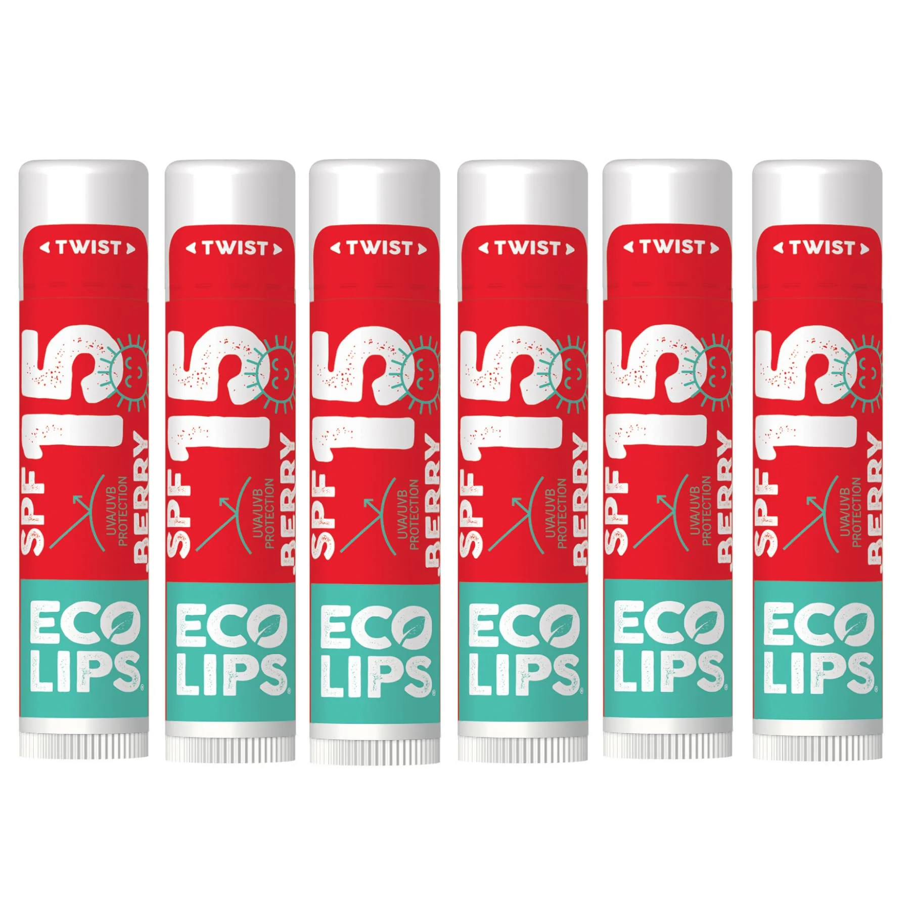 Original Design Eco Lips Classic Sport Broad Spectrum Sunscreen Lip Balm 6-Pack - Made in USA Classic Berry SPF 15 Genuine