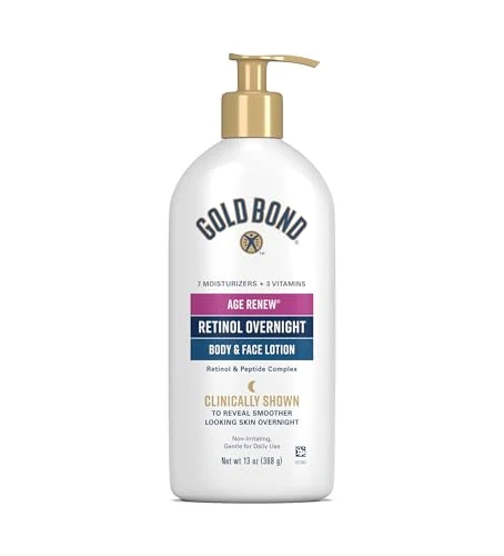 Sustainable Gold Bond Age Renew Retinol Overnight Body Face Lotion Retinol Face and Body Lotion with Peptide Complex 13 oz Luxury