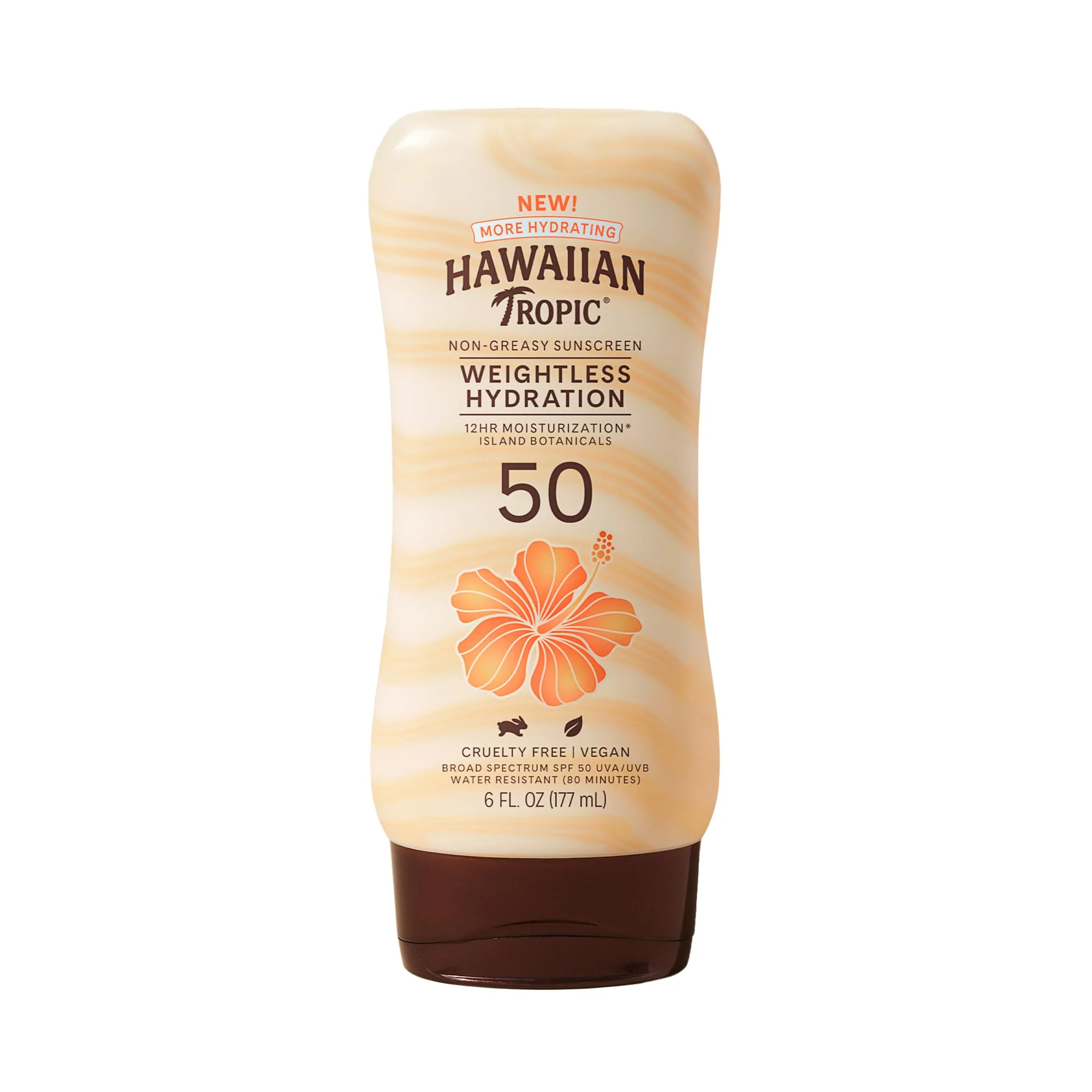 Traditional Hawaiian Tropic Weightless Hydration Non-Greasy Sunscreen SPF 50 6 fl oz 177 ml High-End