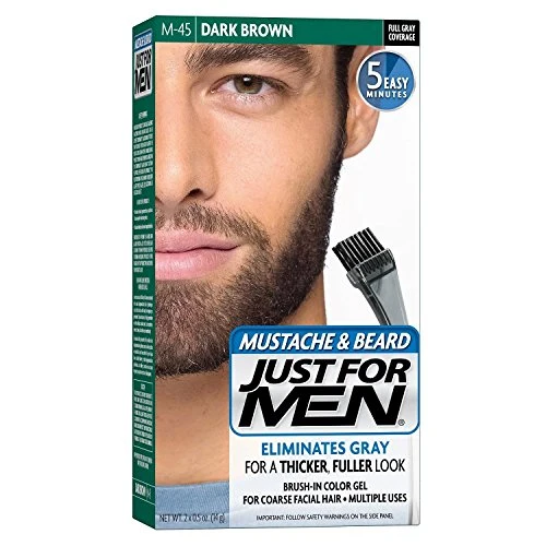 Exclusive JUST FOR MEN Color Gel Mustache Beard M-45 Dark Brown 1 Each Pack of 2 Contemporary