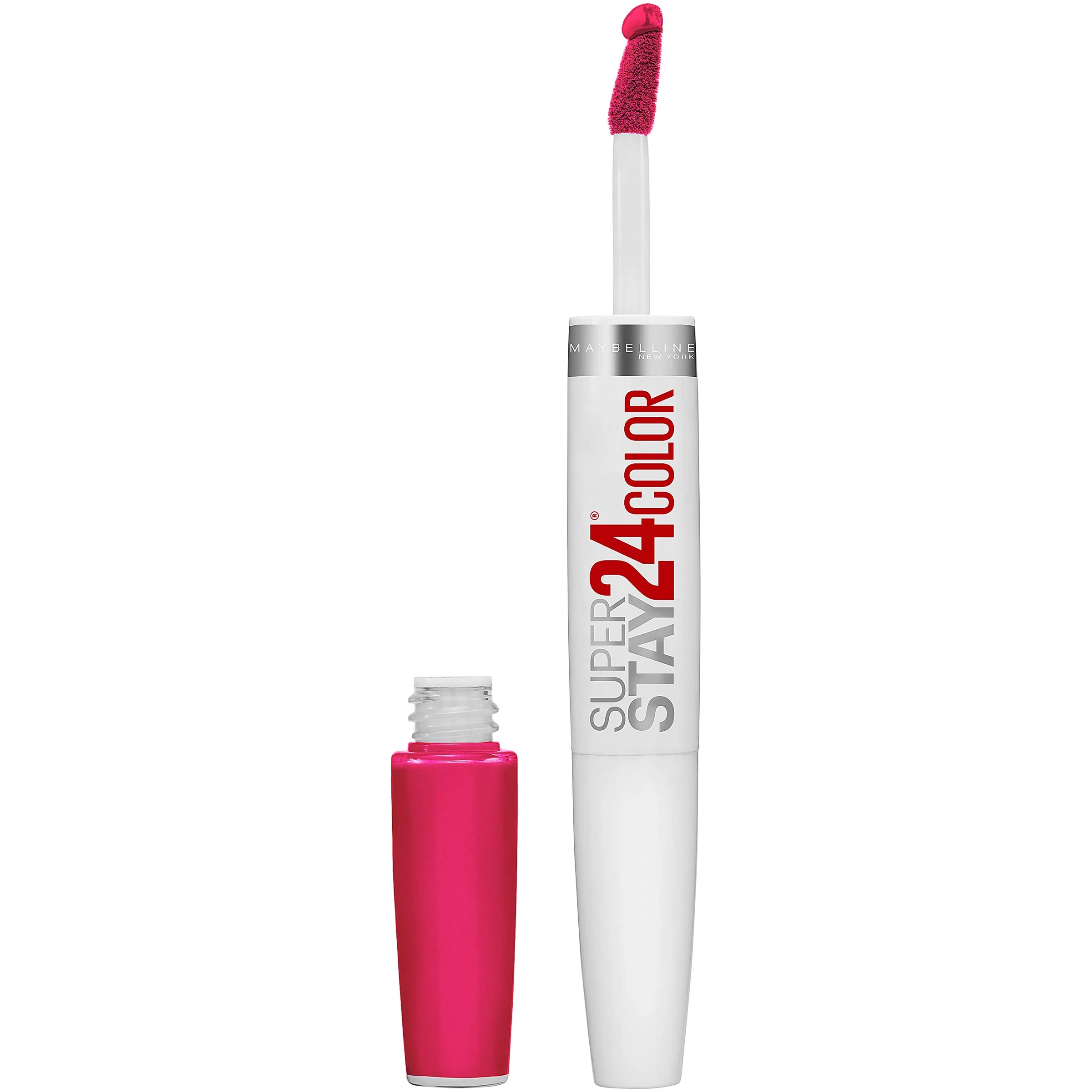 Proven Maybelline Super Stay 24 2-Step Liquid Lipstick Makeup Long Lasting Highly Pigmented Color with Moisturizing Balm Crisp Magenta Neon Pink 1 Count Green
