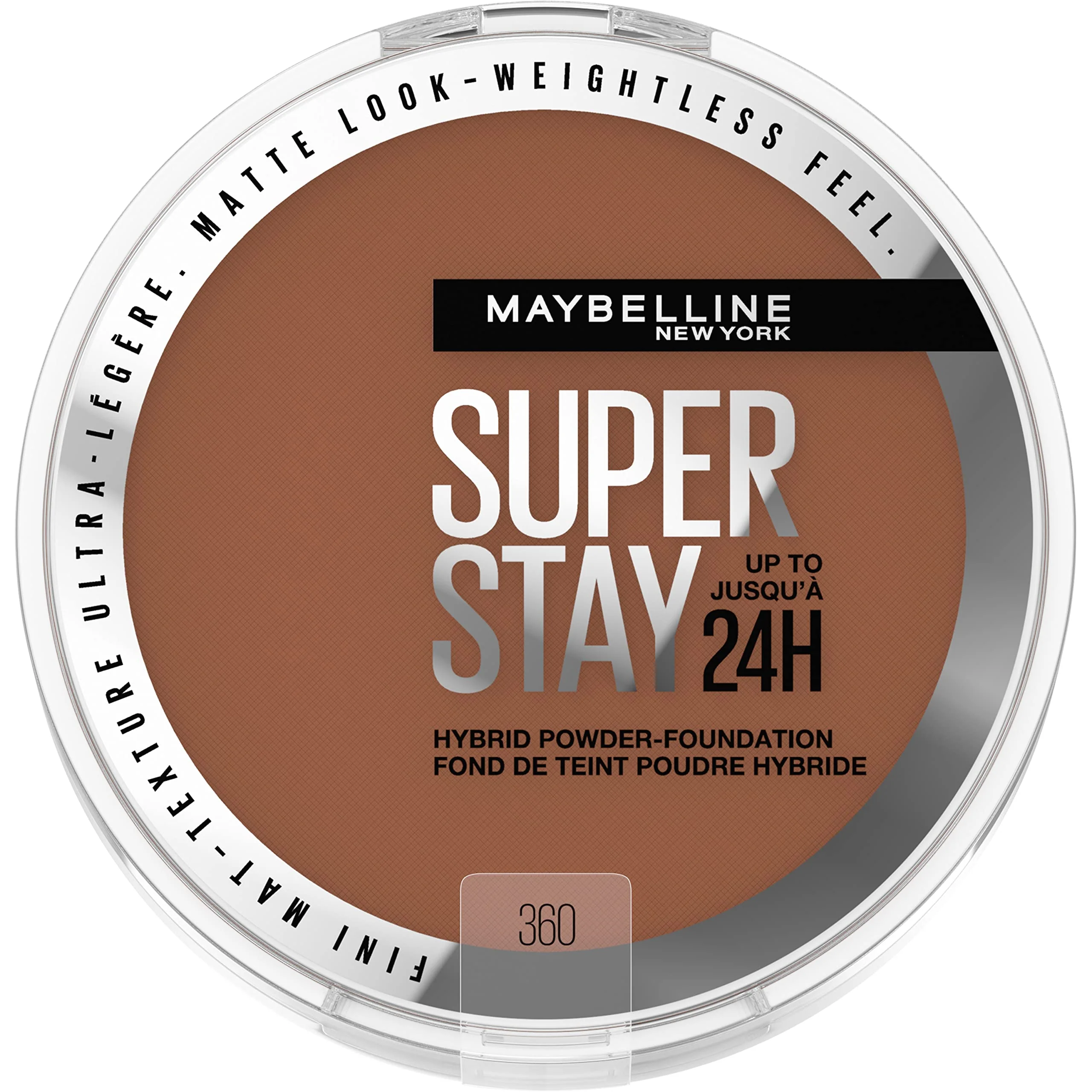 Durable Maybelline Super Stay Up to 24HR Hybrid Powder-Foundation Medium-to-Full Coverage Makeup Matte Finish 360 1 Count Traditional