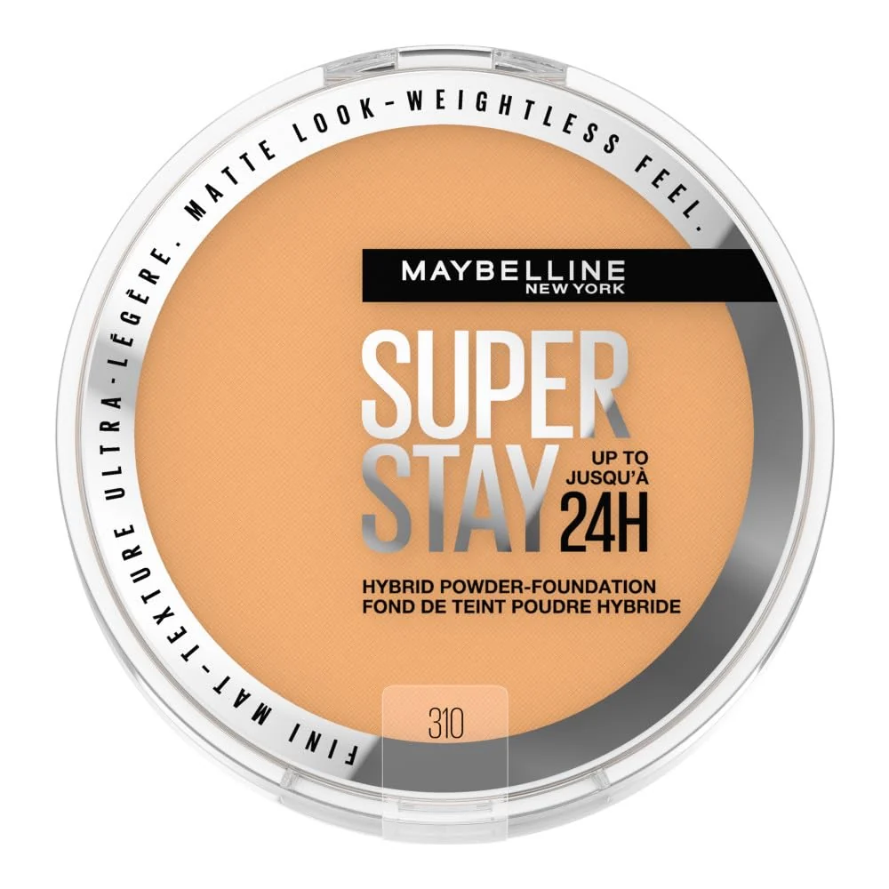 Efficient Maybelline Super Stay Up to 24HR Hybrid Powder-Foundation Medium-to-Full Coverage Makeup Matte Finish 310 1 Count Green