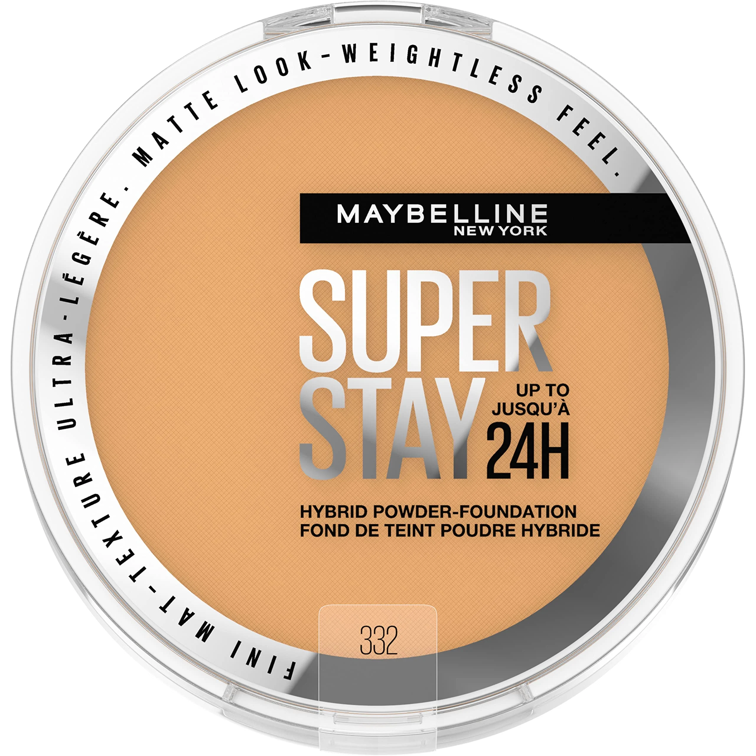 Official Maybelline Super Stay Up to 24HR Hybrid Powder-Foundation Medium-to-Full Coverage Makeup Matte Finish 332 1 Count Fine