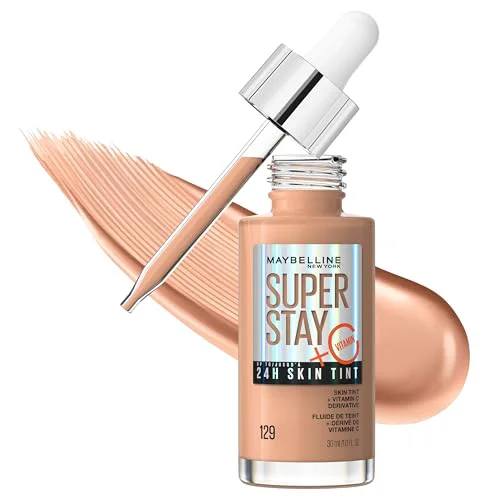Traditional Maybelline Super Stay Up to 24HR Skin Tint Radiant Light-to-Medium Coverage Foundation Makeup Infused With Vitamin C 129 1 Count Casual
