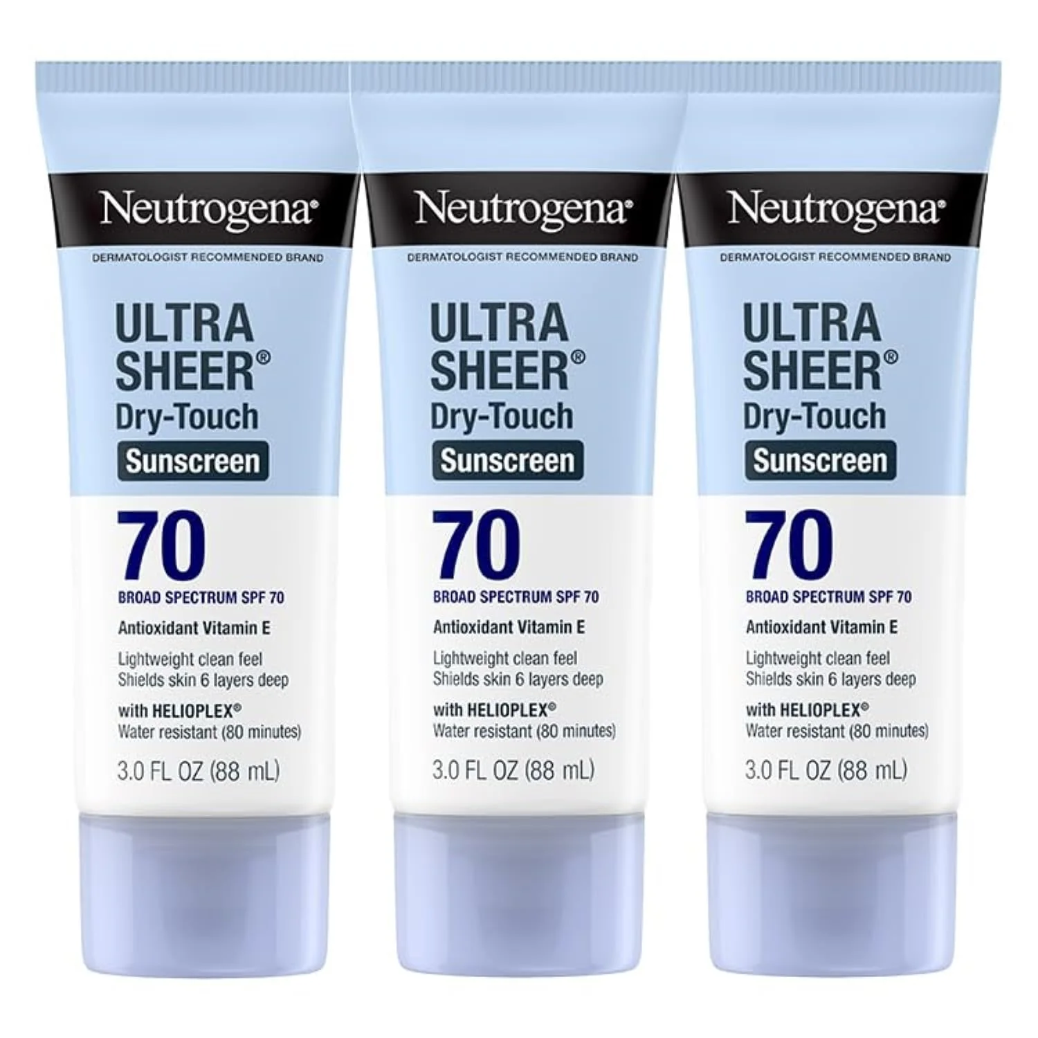 Powerful Neutrogena Ultra Sheer Dry-Touch Sunscreen For Face Body SPF 70 Broad Spectrum UVA UVB Protection Lightweight Water Resistant Non-Greasy Travel Breathable