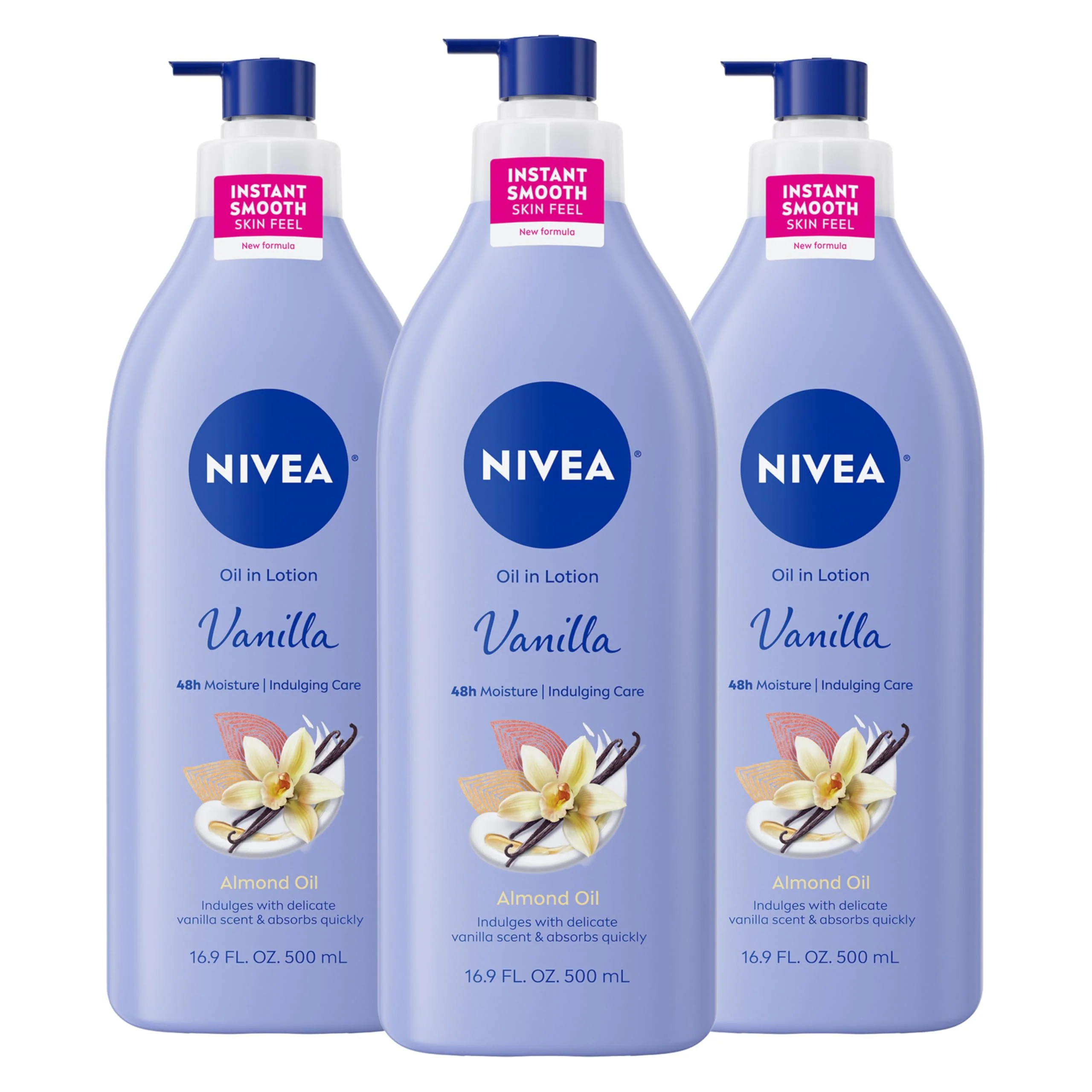 Exclusive NIVEA Oil Infused Vanilla and Almond Oil Body Lotion for Women Fast-Absorbing and Non-Greasy Vanilla Scented Lotion Moisturizes for 48 Hours 16.9 Fl Unique