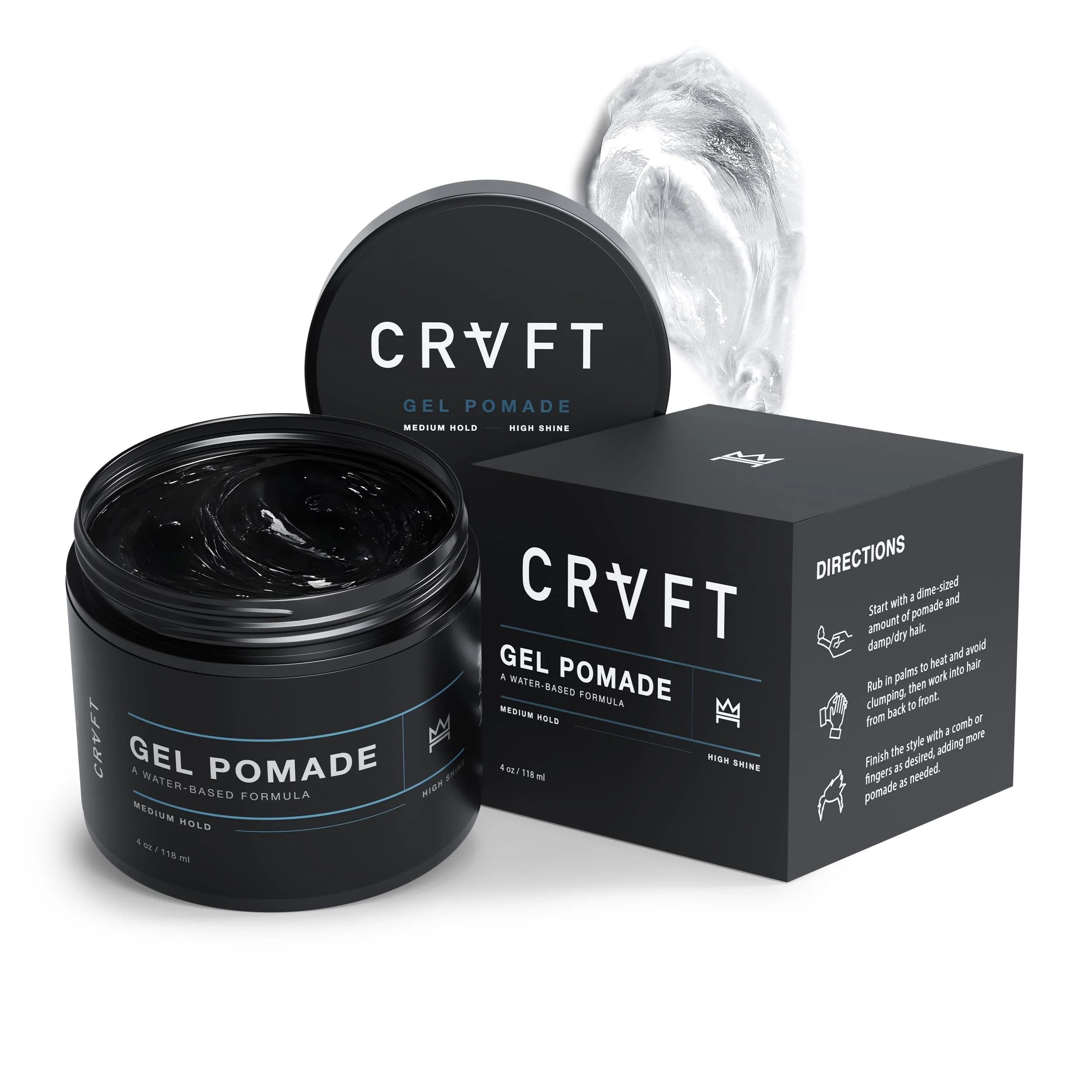 User-Friendly CRVFT Gel Pomade 4oz High Shine Medium Hold Water Based Water Soluble I For Short Medium Thin Thick Hair For A Clean Cut Look Men s Top-Quality