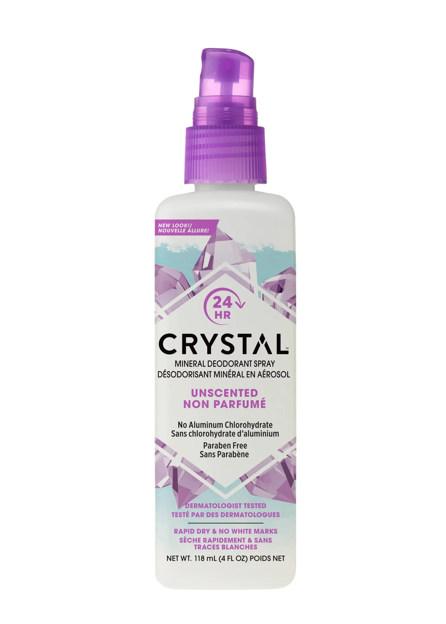 Stylish Crystal Deodorant Spray Pump 4 oz Soft
