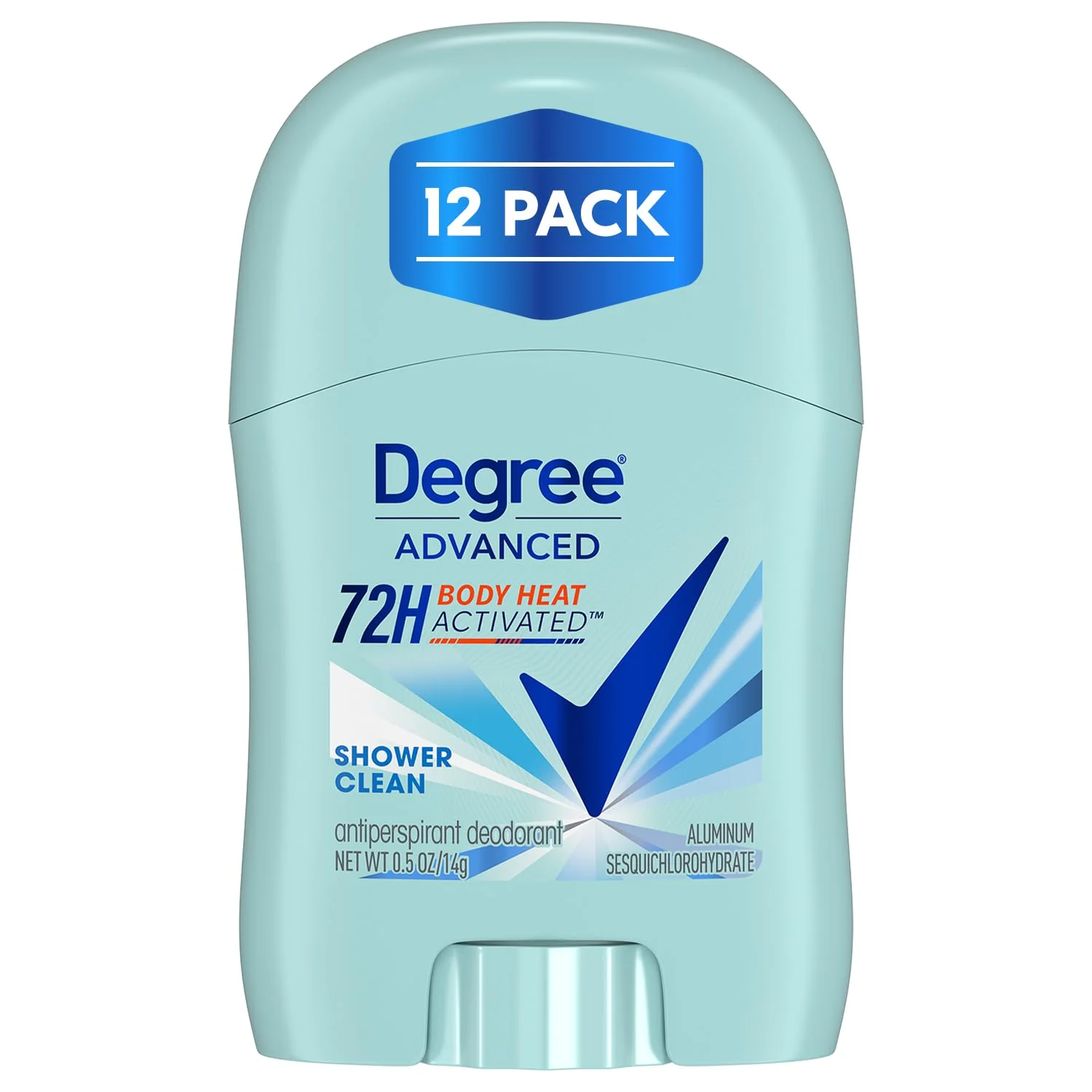Reusable Degree Advanced Antiperspirant Deodorant Shower Clean 12-Pack - Travel Deodorant for Women 72H Protection 0.5 Oz Ea Elegant