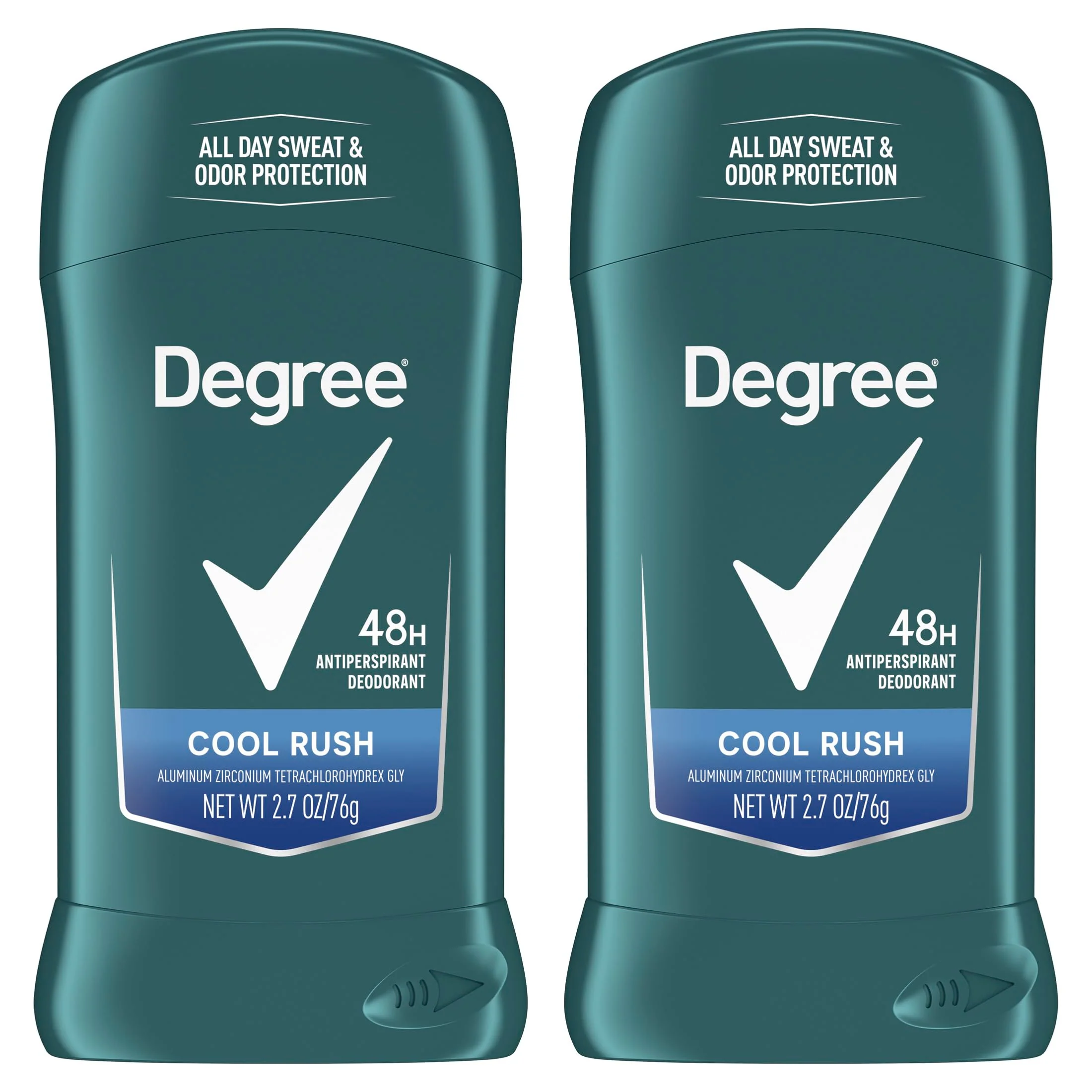 Clean Degree Men Antiperspirant Deodorant Cool Rush Twin Pack 48-Hour Sweat Odor Protection Antiperspirant For Men 2.7 oz First-Class