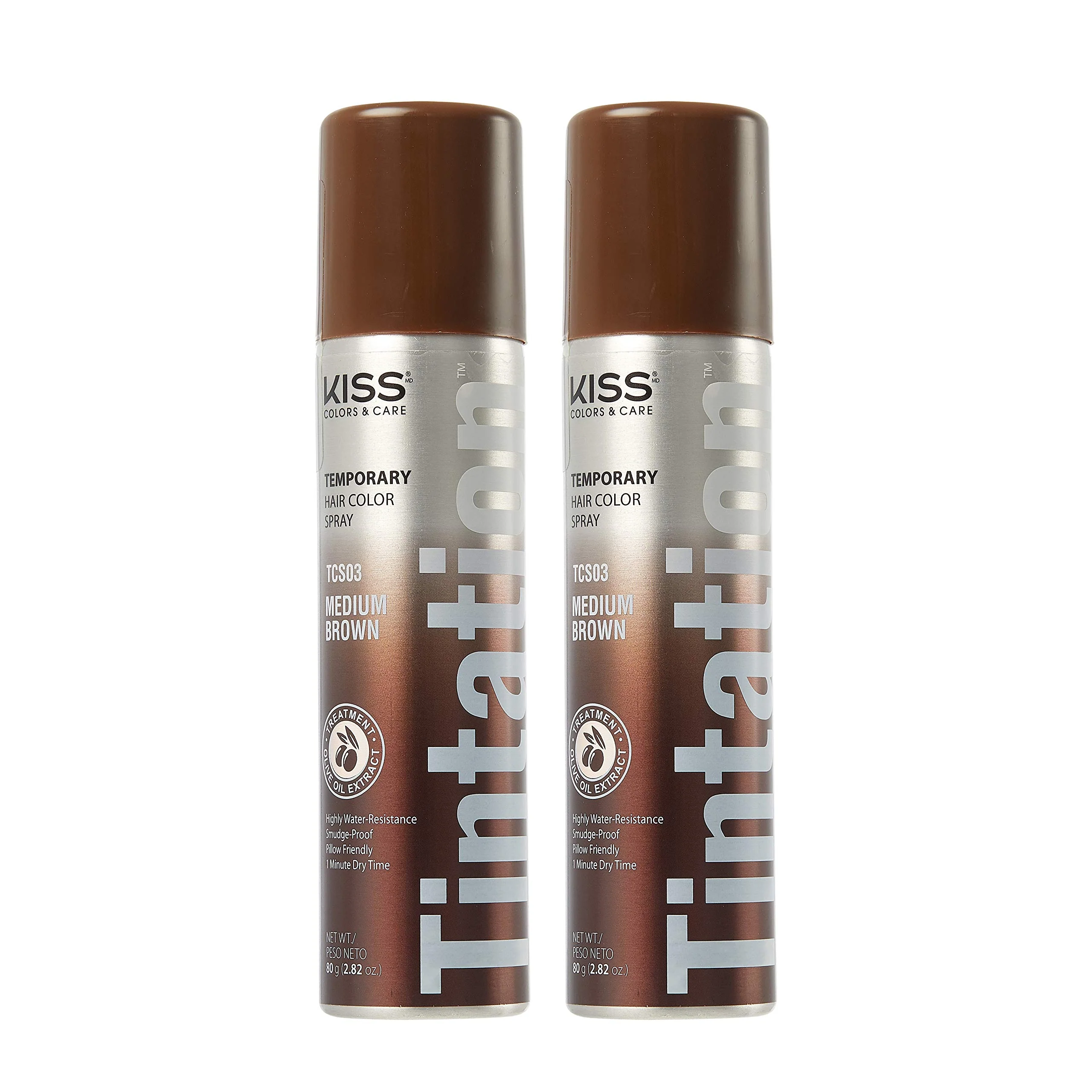 Safe Kiss Tintation Temporary Color Spray Medium Brown 2.82 Ounce Pack of 2 World-Class