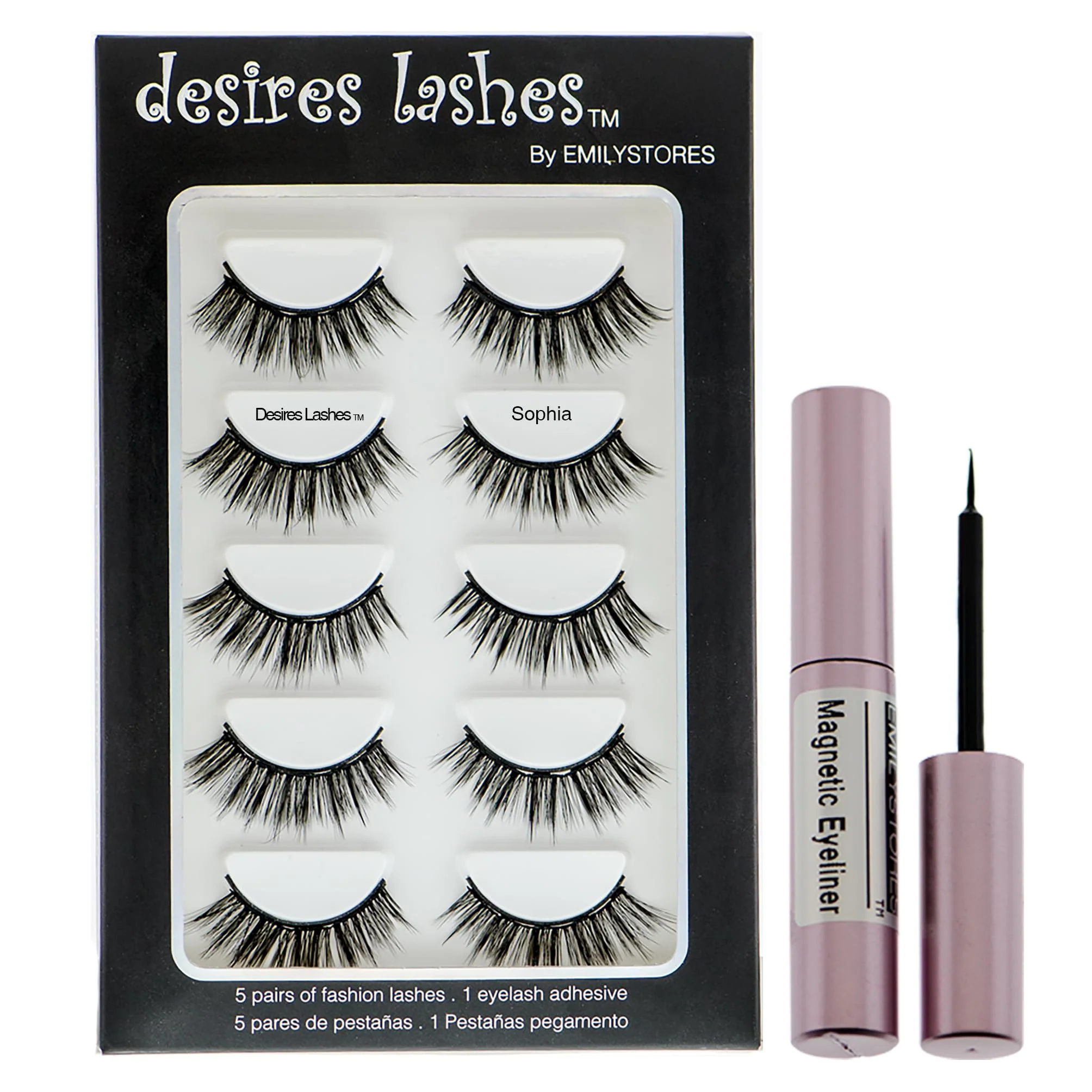 Environmentally Friendly Magnetic Eyelashes Natural Magnet Faux-Lashes Multipack Kit 5Pairs Sophia Secure