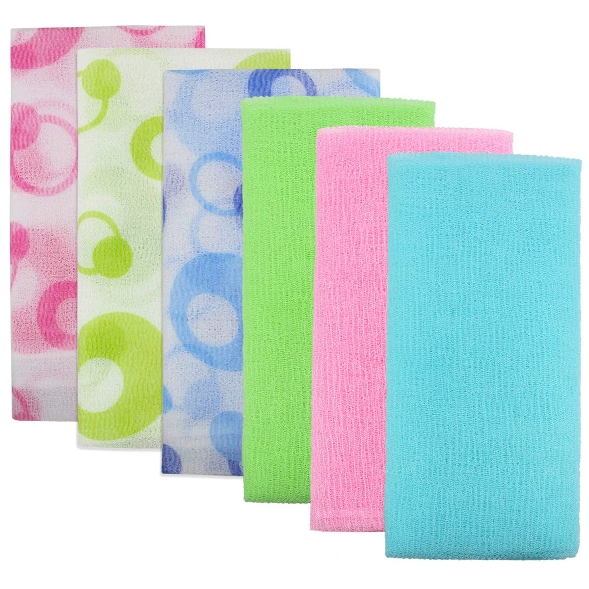 Prestigious Meetory 6 Pieces Exfoliating Nylon Bath Cloth Towel 35 inches 90cm Beauty Skin Bath Wash Cloth Towel Massage for Women and Men Convenient