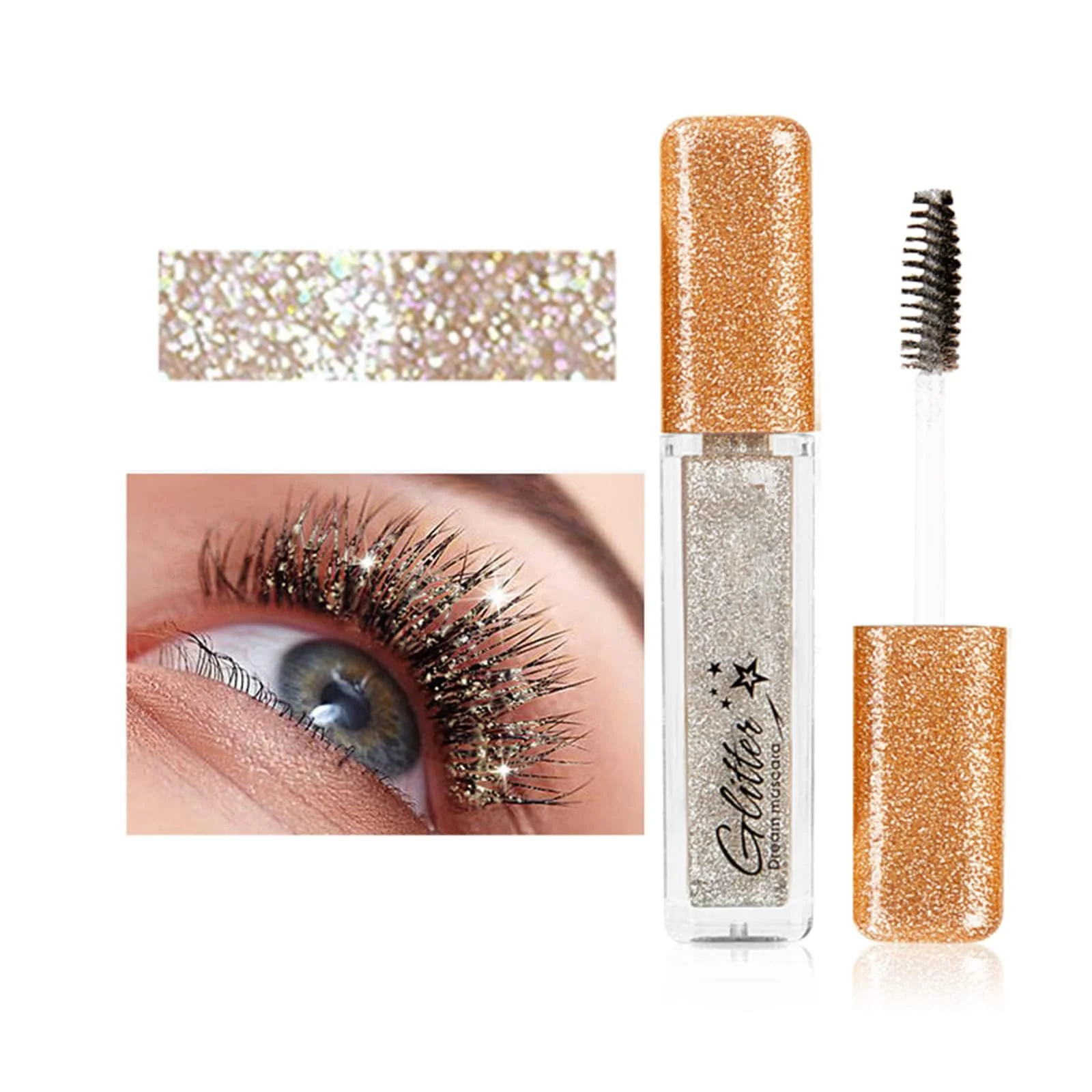 Durable MIESCHER Silver Mascara for Eyelashes Waterproof Long-lasting Diamond Glitter Lengthening Curling Eco-Friendly