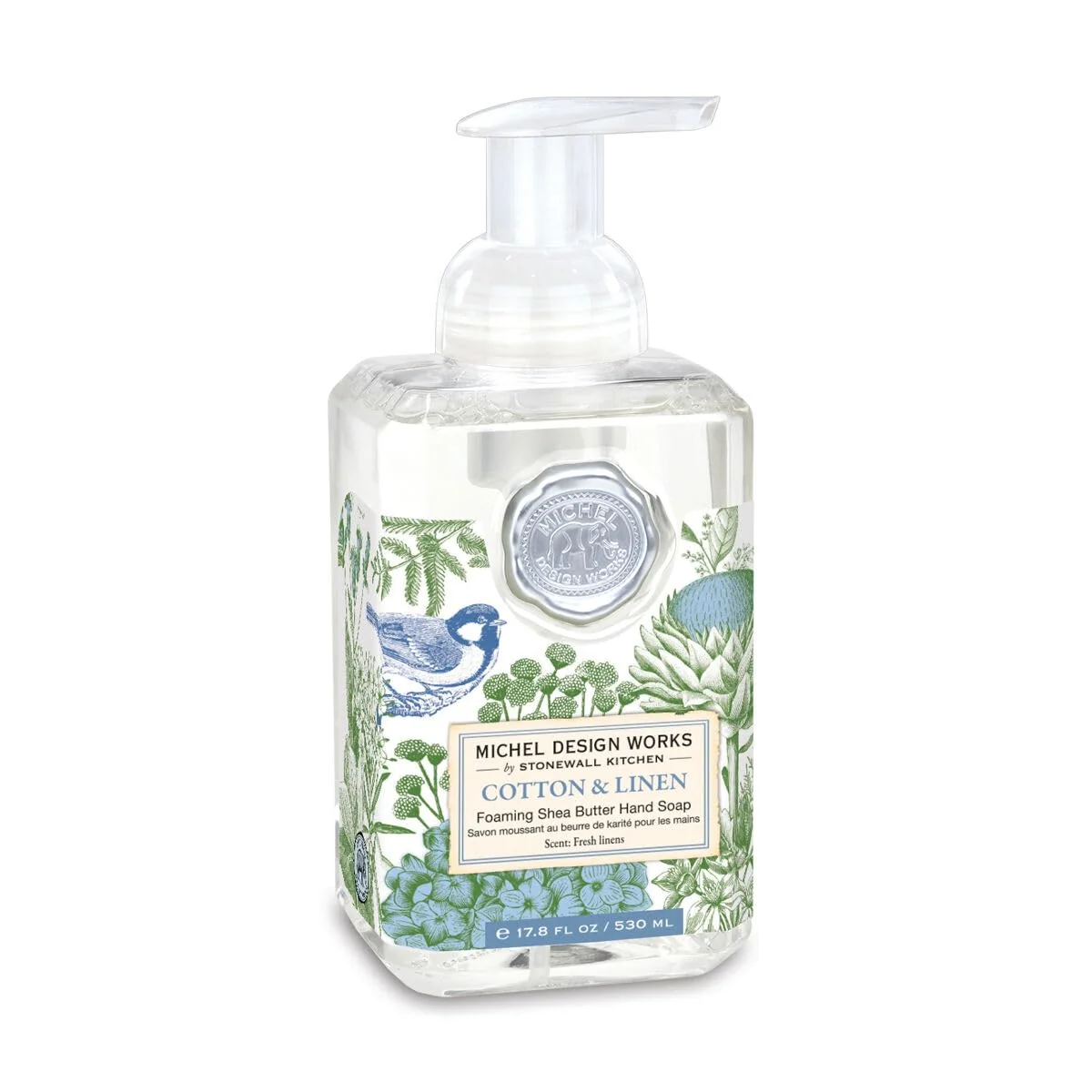 Next-Generation Michel Design Works Foaming Hand Soap 17.8oz Cotton Linen Scent and Design Shea Butter and Aloe Vera Blend Beautiful Square Container with Pump Superior