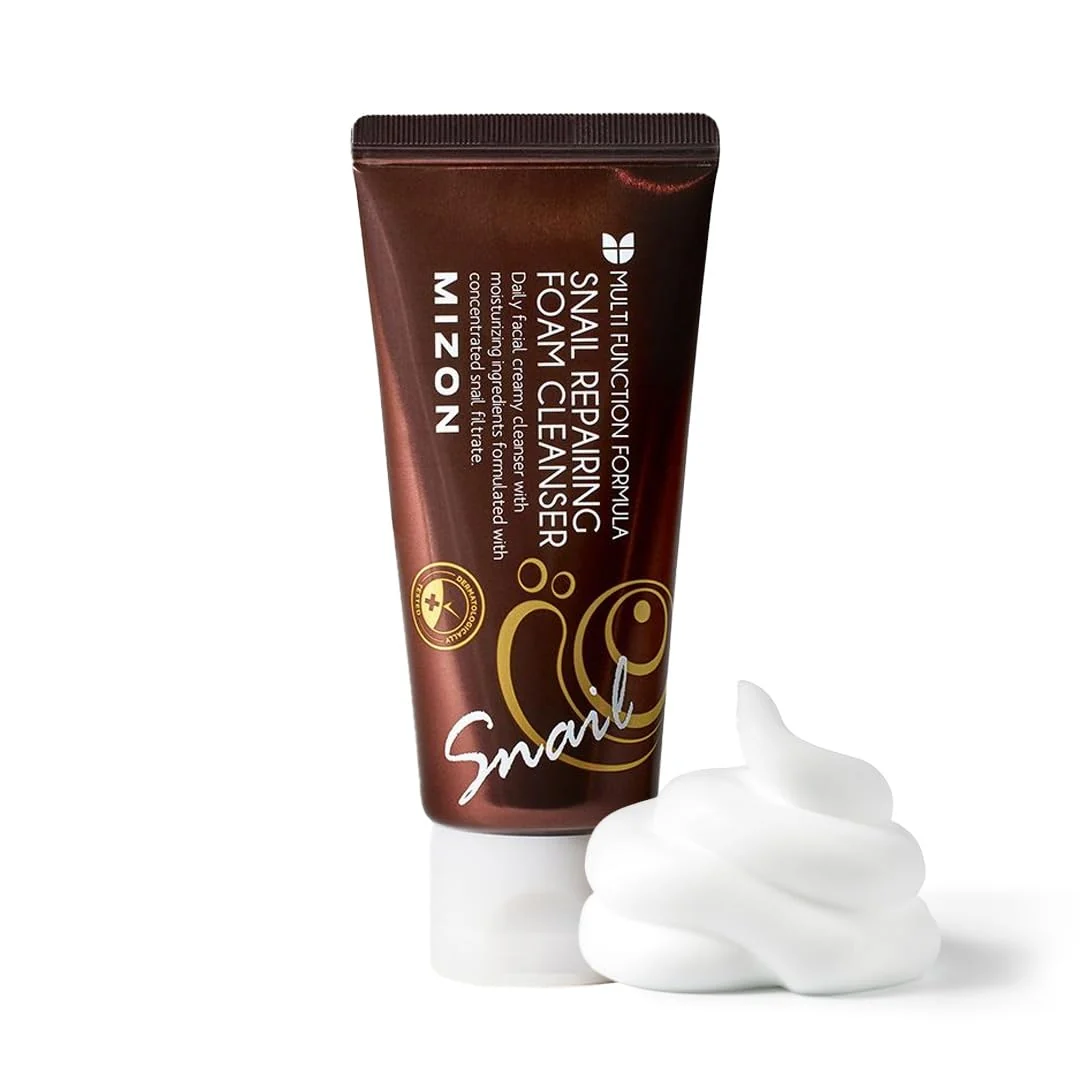 High-Quality MIZON Snail Repairing Foam Cleanser Face Wash With Snail Mucin for Pores and Blackheads with Moisturizing Formula Korean Skincare 2.02 fl oz Original