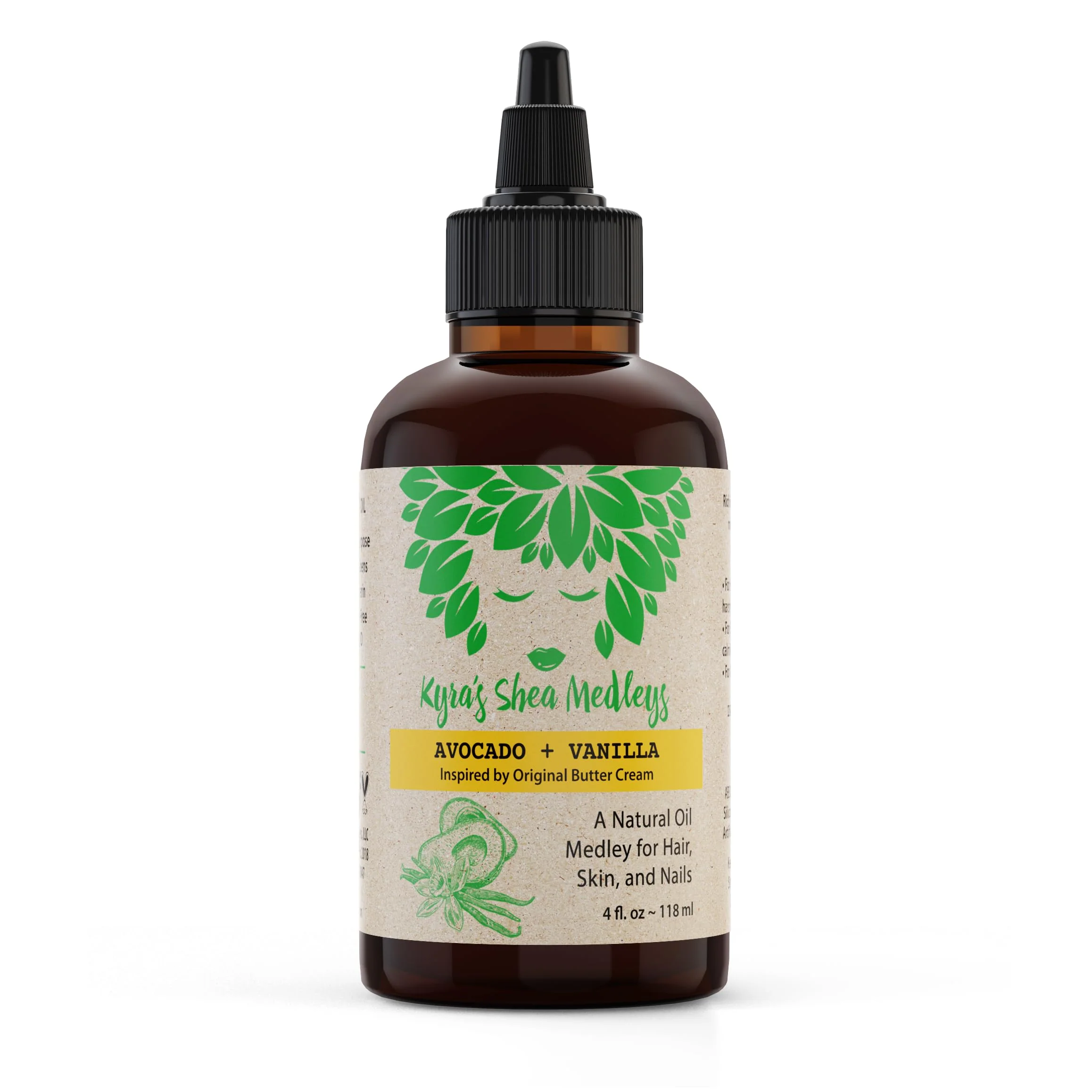 Superior Multiuse Avocado Vanilla Oil Medley for Face Body and Hair - Natural Avocado Oil Shea Nut Oil Vanilla Essential Oil and Vitamin E - Seals Safe