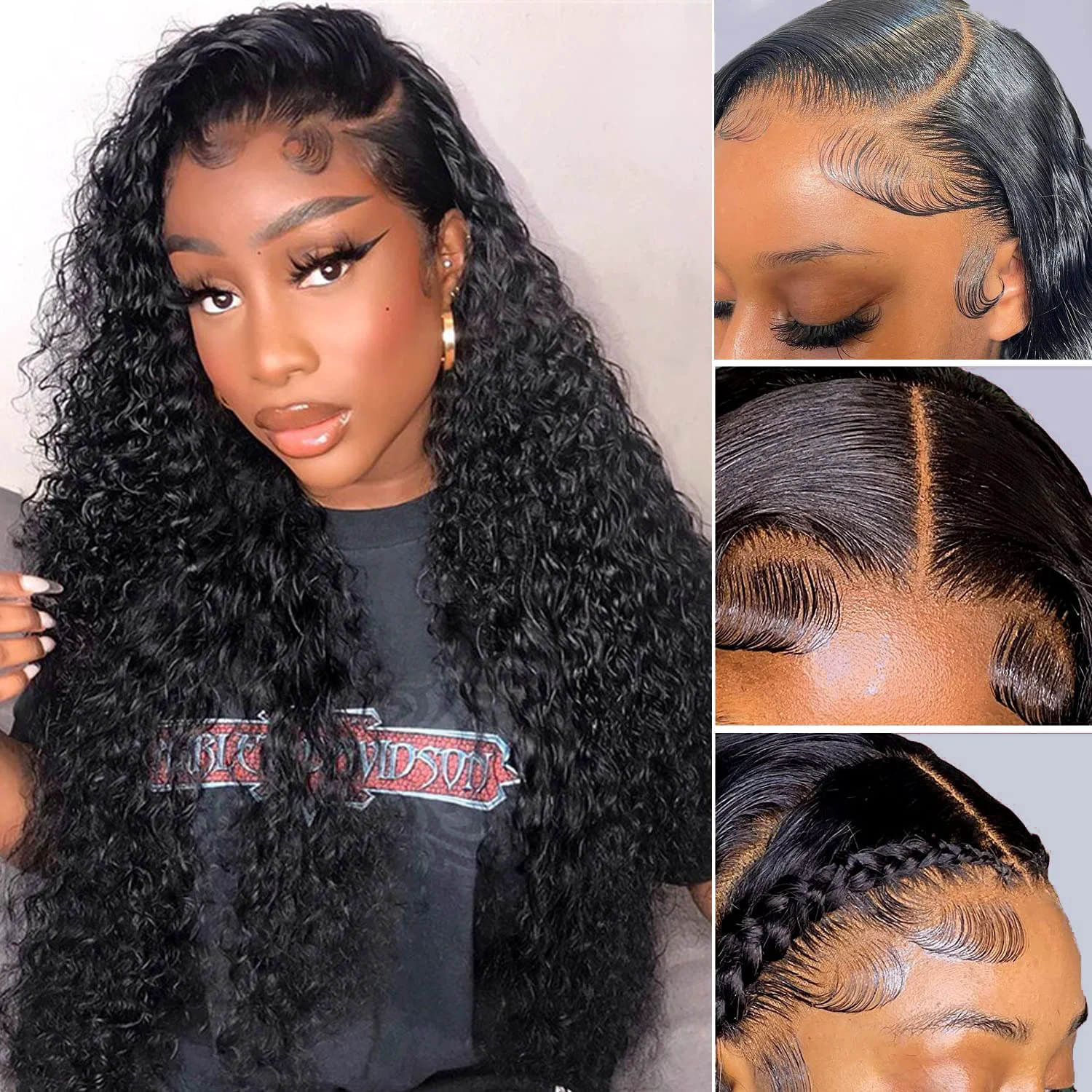 Minimalist Nervoss HD Lace Front Wigs Human Hair Water Wave 13x4 Lace Front Wigs Pre Plucked with Baby Hair Deep Wave Glueless Transparent Lace Front Wigs Practical