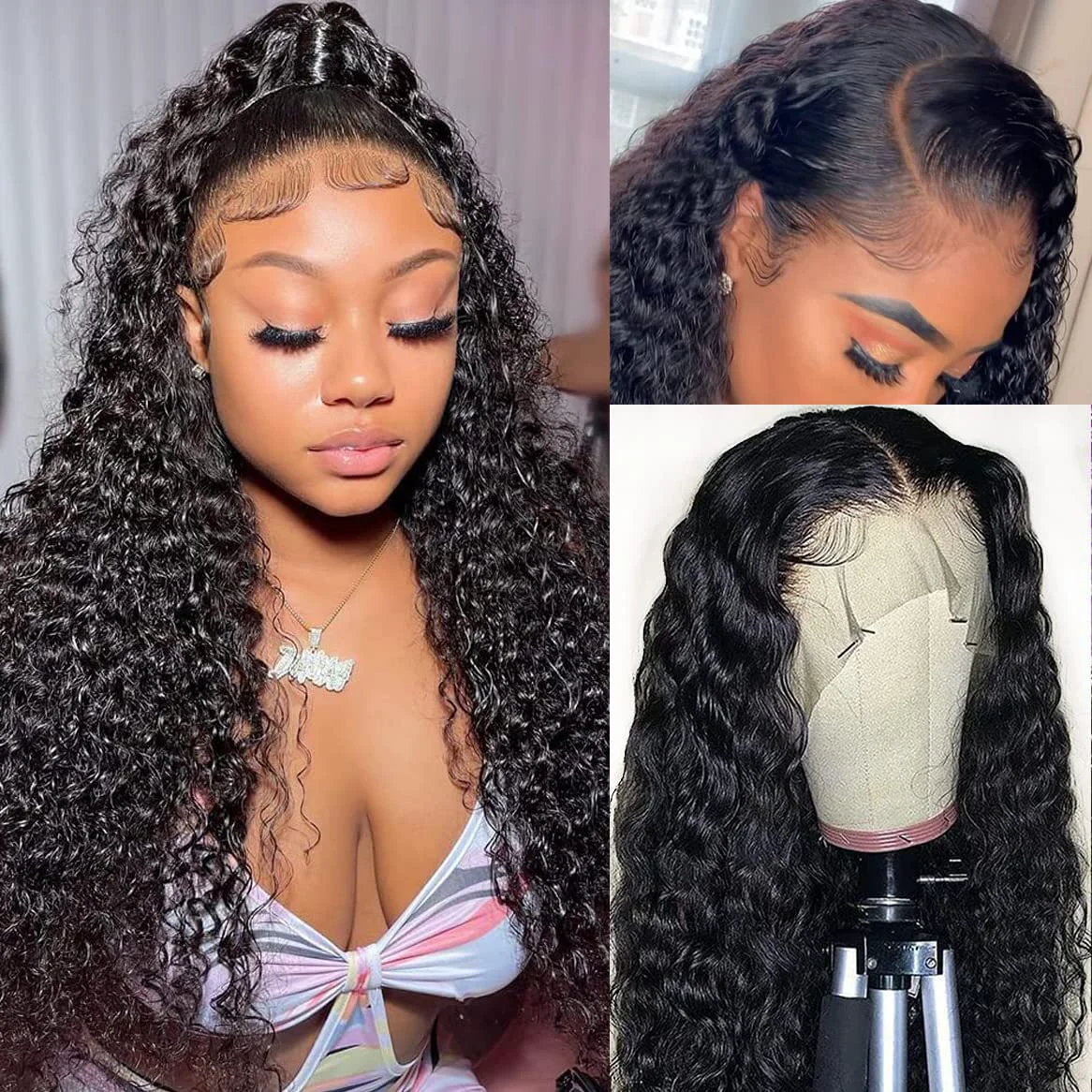 Next-Generation Nervoss Lace Frontal Wigs Human Hair Water Wave Wig HD Transparent Lace Front Wigs Human Hair Wet and Wavy Virgin Hair Wigs Pre Plucked Hairline Modern