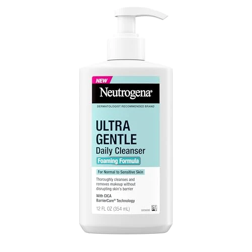 Effective Neutrogena Ultra Gentle Foaming Facial Cleanser Daily Face Wash for Sensitive Skin Gently Removes Dirt Oil Makeup Without Over-Drying Efficient