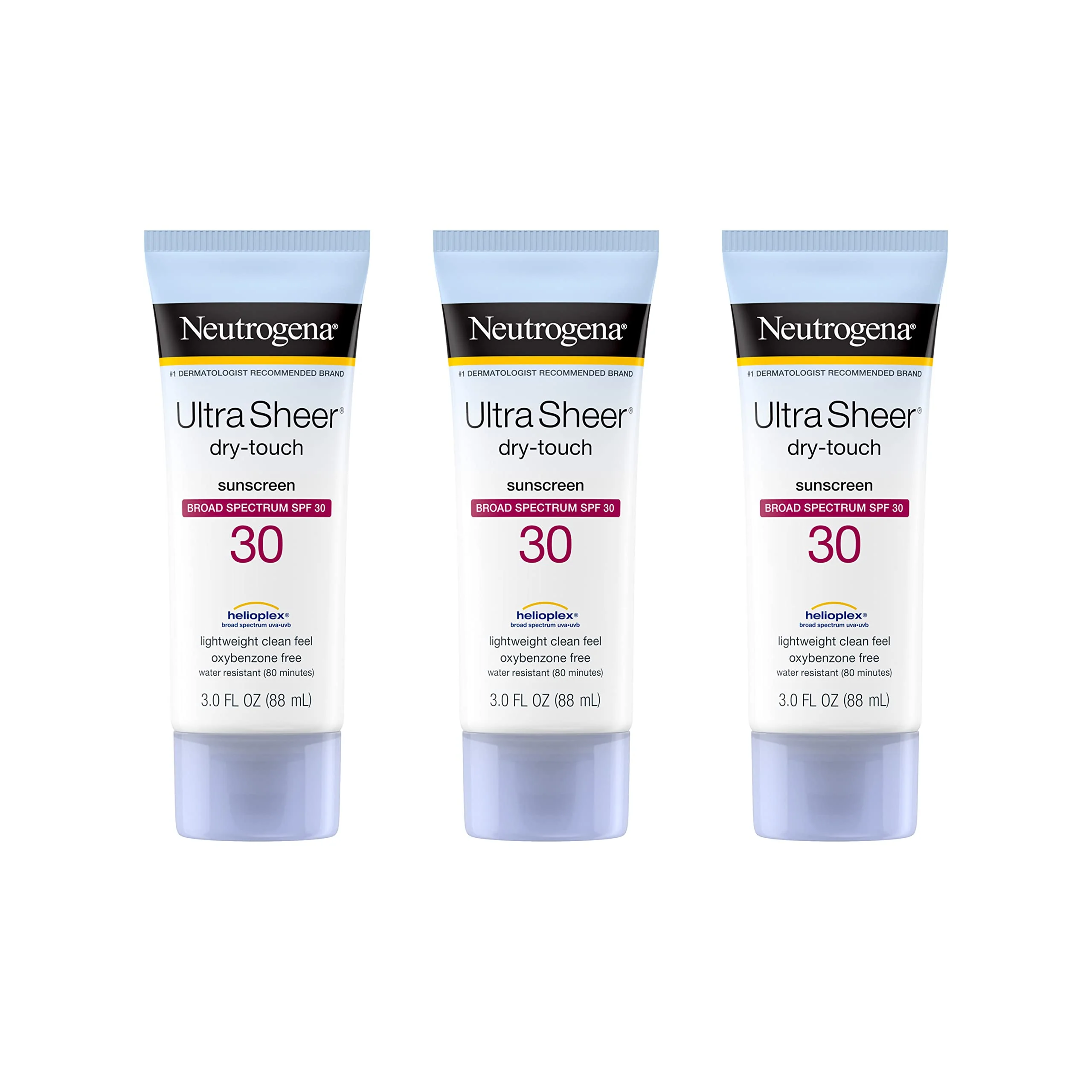 Expertly Made Neutrogena Ultra Sheer Dry-Touch Water Resistant and Non-Greasy Sunscreen Lotion with Broad Spectrum SPF 30 3 fl. oz Pack of 3 Refined