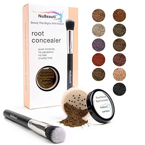 Genuine NuBeauti Root Touch Up Powder - True-to-Nature Hairline Concealer with 11 Shades - Fragrance- Talc- Paraben- With Brush Dark Brown Safe