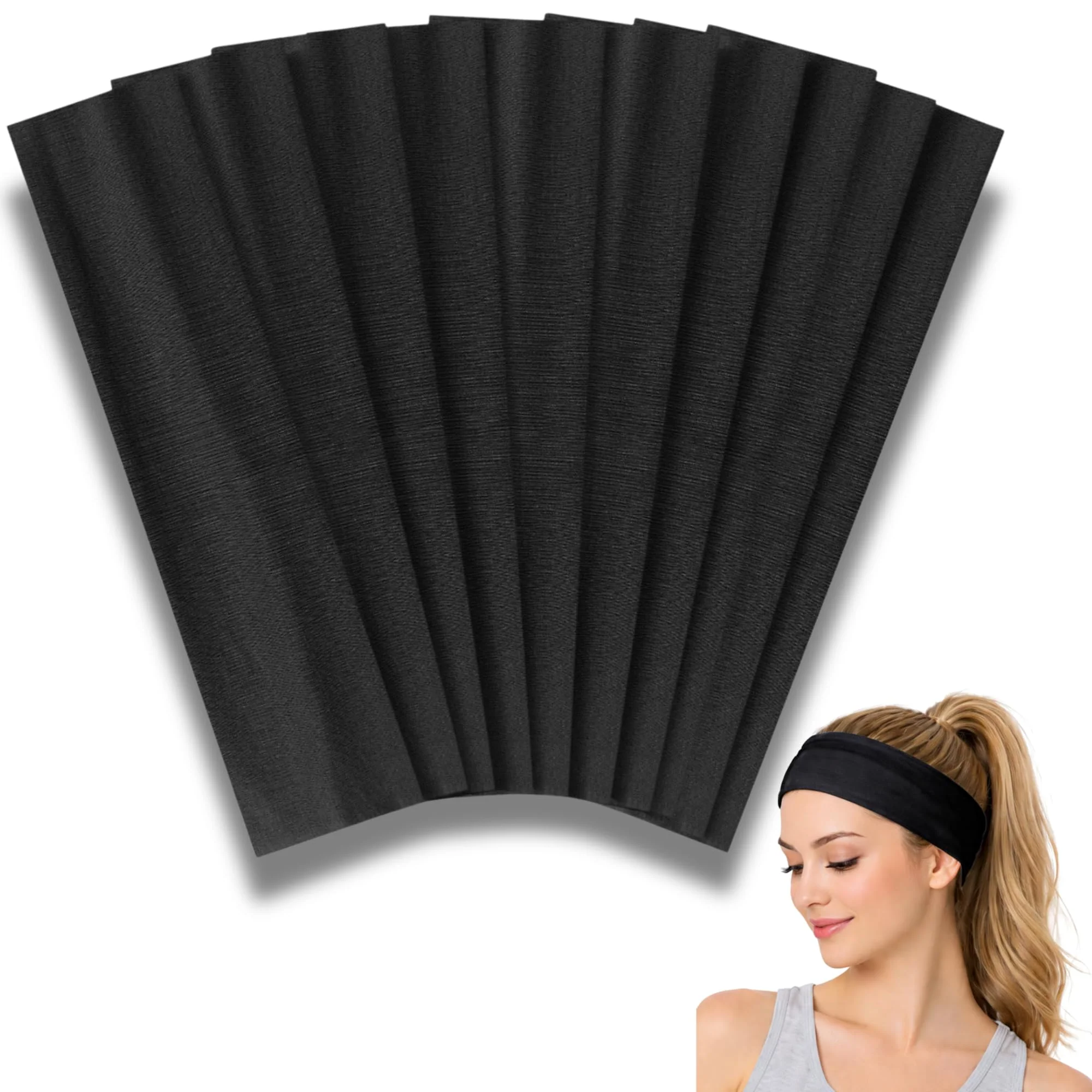 Soft Styla Hair Headbands for Women Stretch Fashion Head Bands 10 Pack Non-Slip Head Wraps Great for Spa Sports Yoga Pilates Running Gym Headband Relaxed