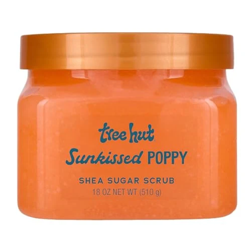 Recyclable Tree Hut Sunkissed Poppy Shea Sugar Scrub Exfoliating Hydrating Moisturizing Body Scrub with Shea Butter Nourishing Essential Oils Smooth Convenient