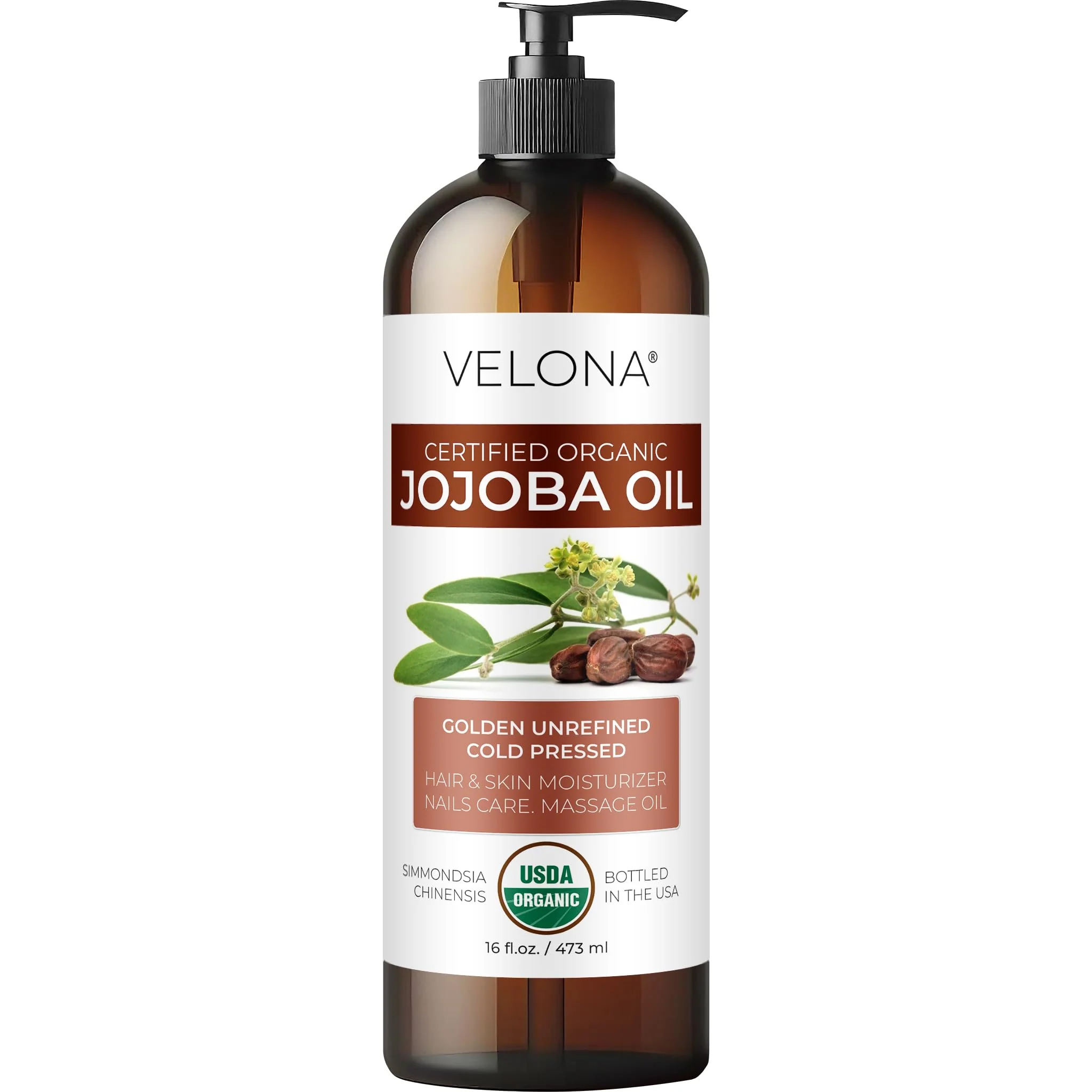 velona Jojoba Oil USDA Organic - 16 fl oz With Pump Unique