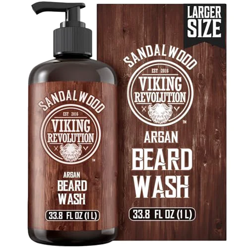 Luxury Viking Revolution Sandalwood Beard Wash for Men with Argan Oil - Beard Softener and Strengthener Beard Shampoo with Ginseng Red Sage Vitamin B5 Exceptional