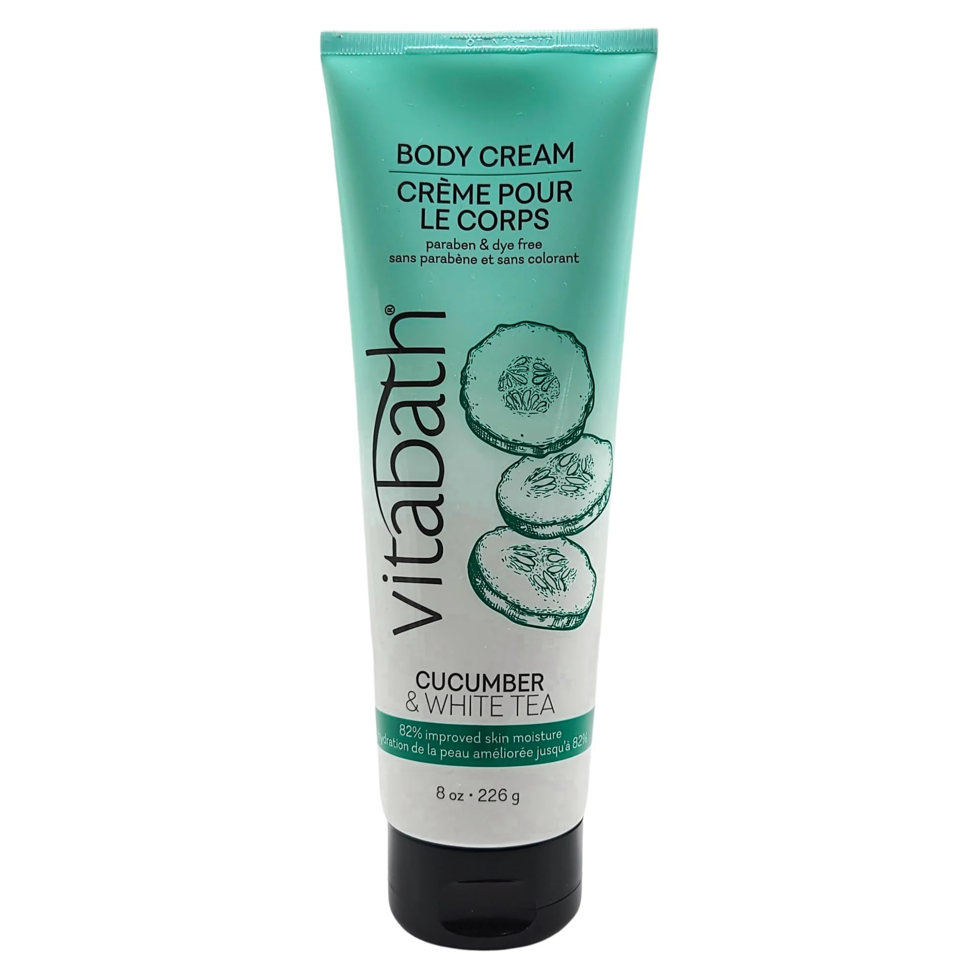 Reliable Vitabath Cucumber White Tea Moisturizing Body Cream - Soothing Hydration Vitamin Nutrient Skin Care - Replenishing All Over Dry Skin Lotion Organic