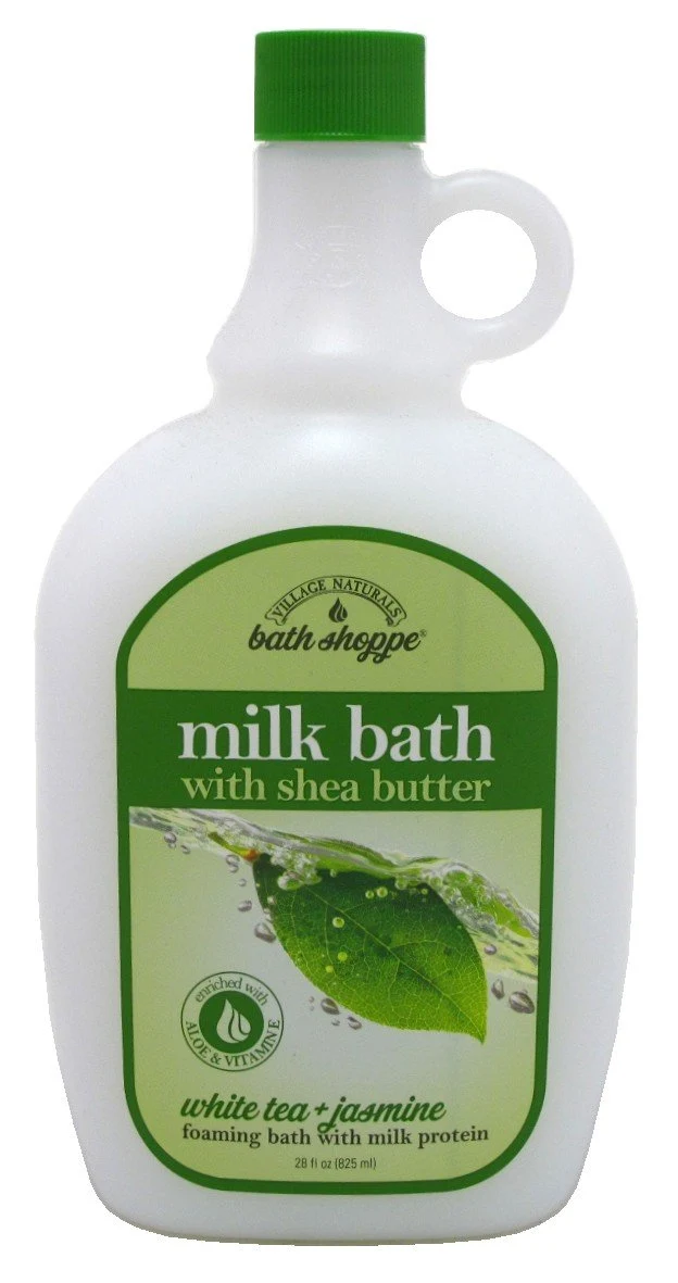 Village Naturals Bath Milk Bath Ultra-Moist White Tea Jasmine 28 Ounce 828ml 6 Pack Reusable