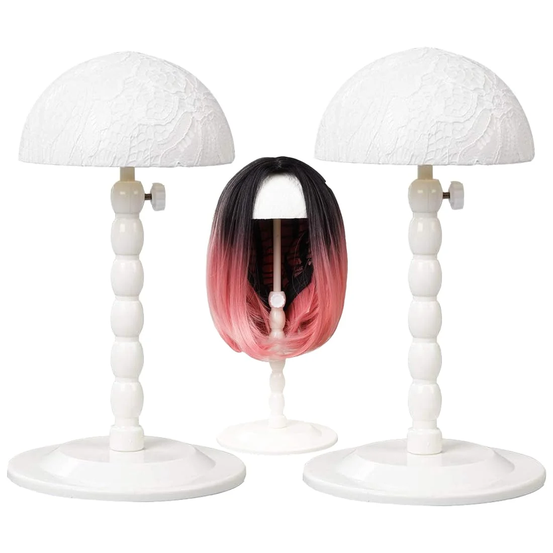 Traditional Youngther 2Pcs Wig Stand Adjustable Height Hat Display Portable Folding Wig Head Holders Plastic Wig Stand for Styling Wig Hair Drying Display 2 PCS Trendy