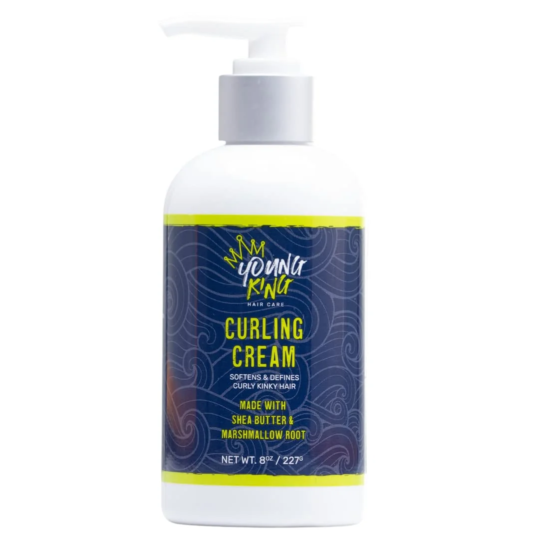 Safe YOUNG KING HAIR CARE Kids Curl Cream for Wavy Kinky and Curly Hair Curl Defining Moisturizing Softening with Shea Butter and Marshmallow Root Minimalist