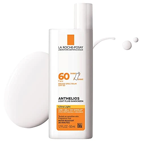 Effective La Roche-Posay Anthelios Light Fluid Facial Sunscreen SPF 60 Lightweight Sunscreen For Face Fluid Texture Broad Spectrum SPF Antioxidants Oil Authentic