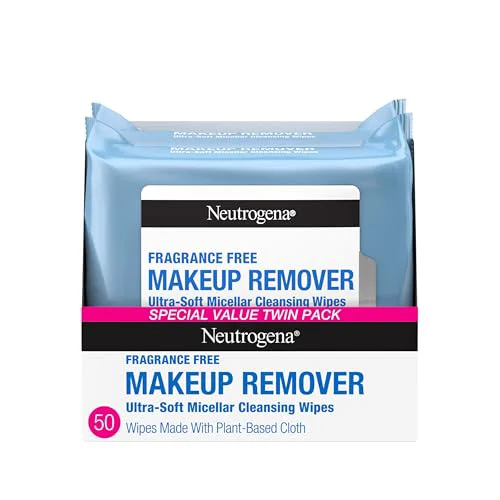 Secure Neutrogena Fragrance- Makeup Remover Wipes Daily Facial Cleanser Towelettes Gently Removes Oil Makeup Alcohol- Makeup Wipes 50 Count 2 High-Grade