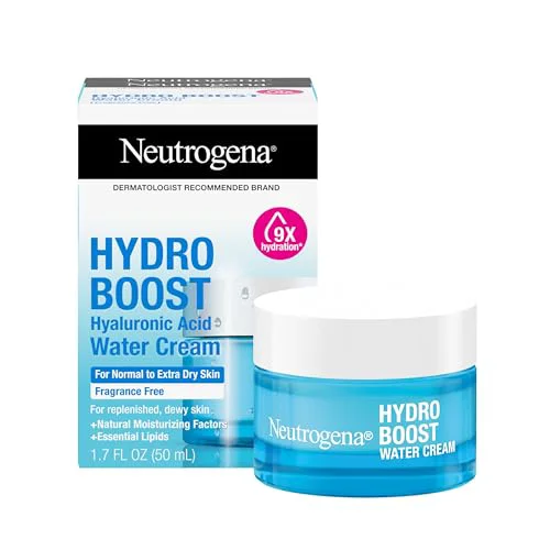 Certified Neutrogena Hydro Boost Water Cream 72 Hr Hydration for Normal Extra Dry Skin Fragrance Face Moisturizer with Hyaluronic Acid 1.7 oz. Trial Lightweight