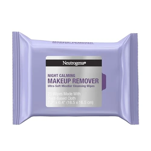 Optimized Neutrogena Makeup Remover Night Calming Cleansing Towelettes Disposable Nighttime Face Wipes to Remove Dirt Oil Makeup 25 ct World-Class