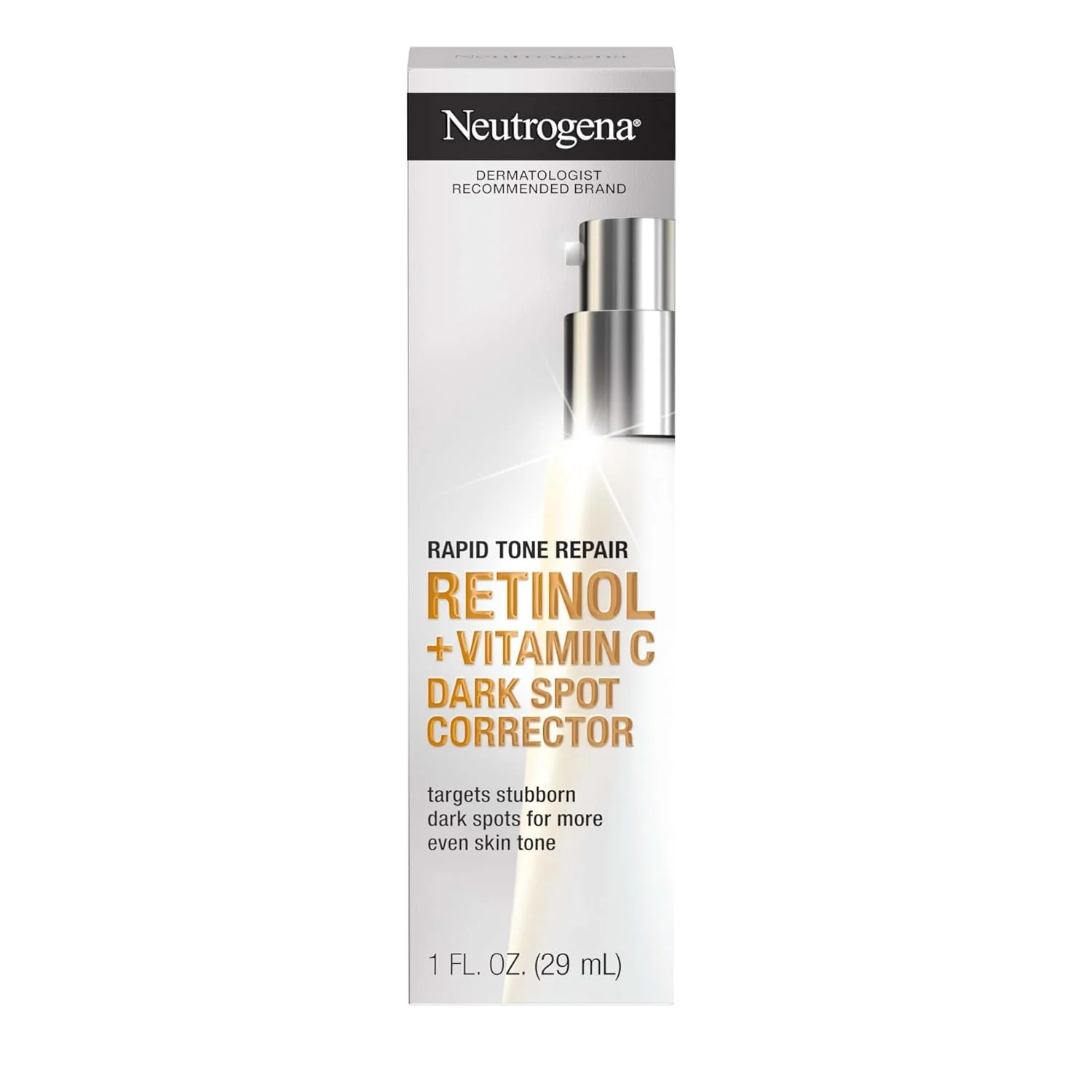 Professional Neutrogena Rapid Tone Repair Retinol Vitamin C Dark Spot Corrector Face Serum Daily Anti-Wrinkle Brightening Serum to Even Tone Mineral Oil Secure