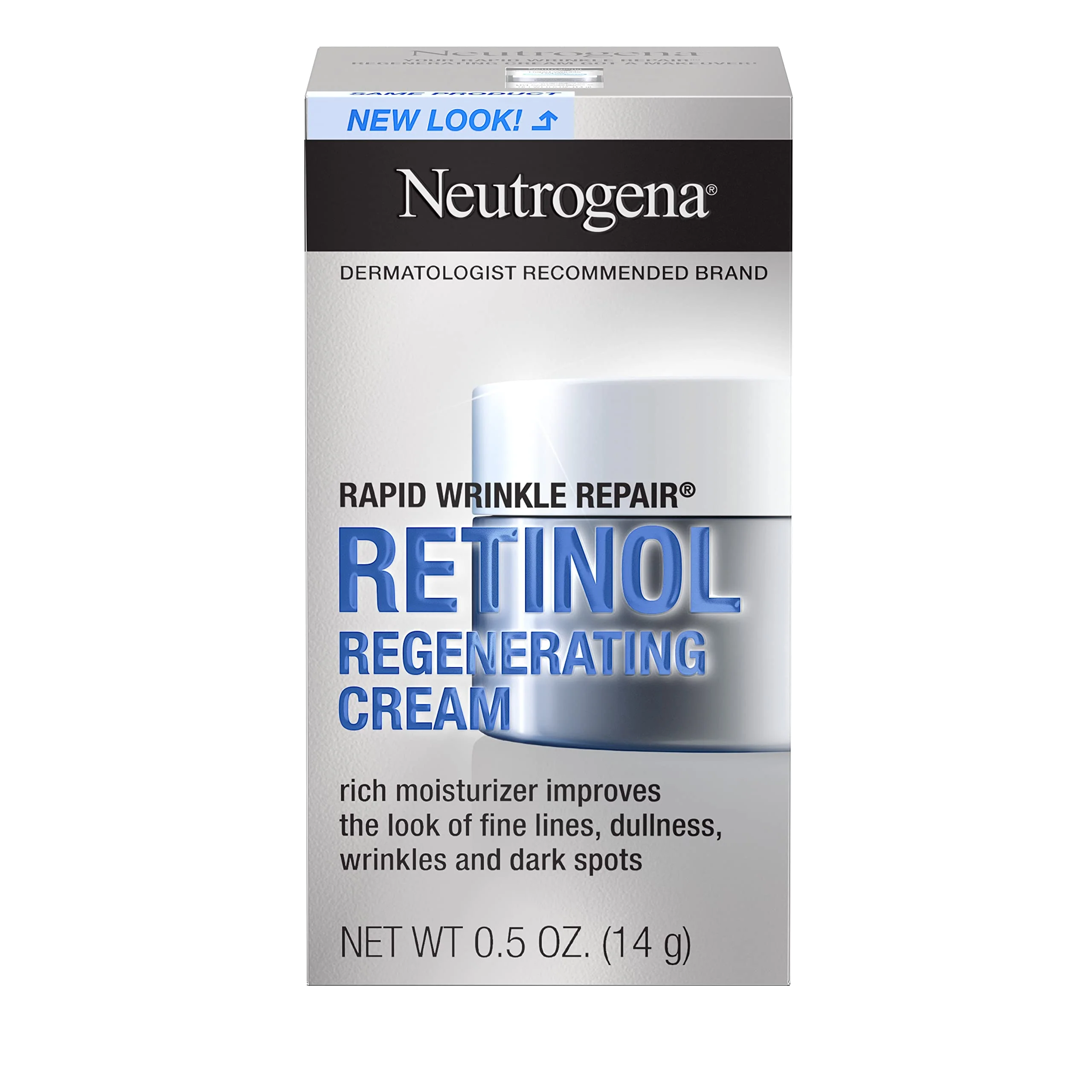 Original Design Neutrogena Rapid Wrinkle Repair Retinol Hyaluronic Acid Face Cream Mini Size 0.5 oz Pack of 2 Advanced