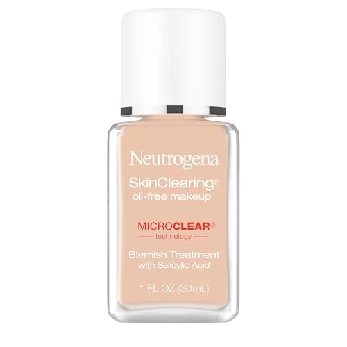 Pure Neutrogena SkinClearing Oil- Acne and Blemish Fighting Liquid Foundation with.5 Salicylic Acid Acne Medicine Shine Controlling Makeup for Acne Effective