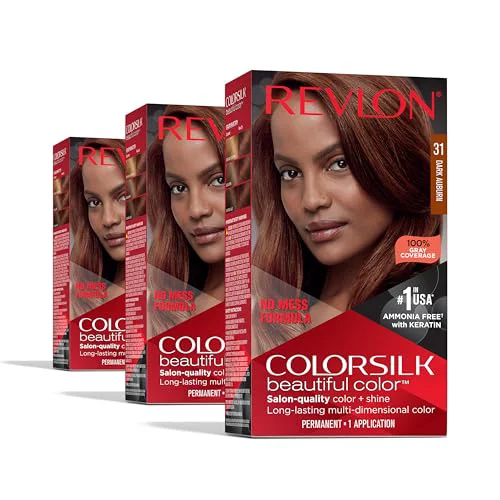 Organic Revlon Colorsilk Beautiful Color Permanent Hair Color OLD VERSION 31 Dark Auburn Pack of 3 Fine Crafted