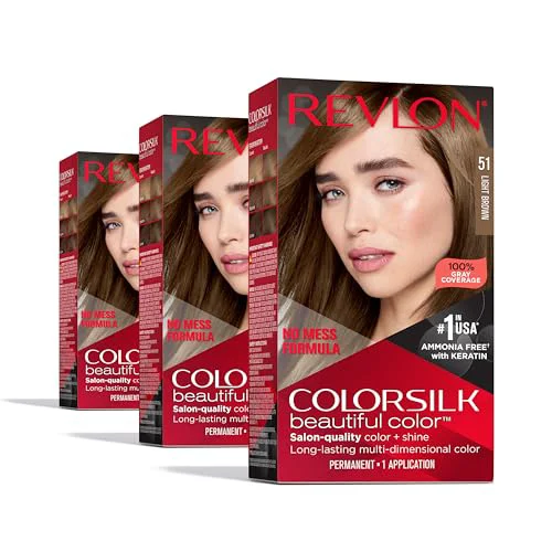 Smooth Revlon Colorsilk Beautiful Color Permanent Hair Color OLD VERSION 51 Light Brown Pack of 3 Eco-Friendly